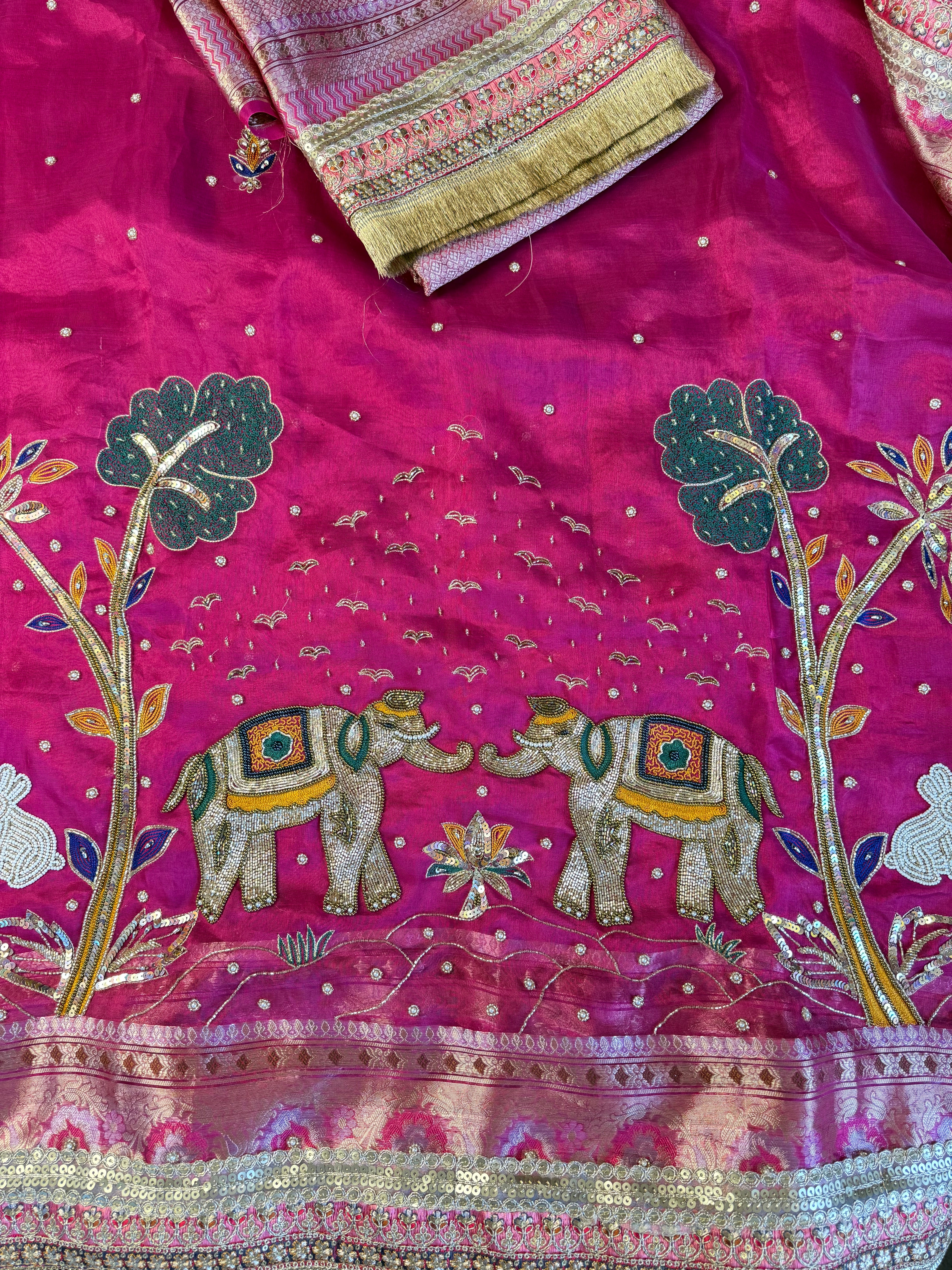Pure Tissue Silk Saree With Hand Embroidery