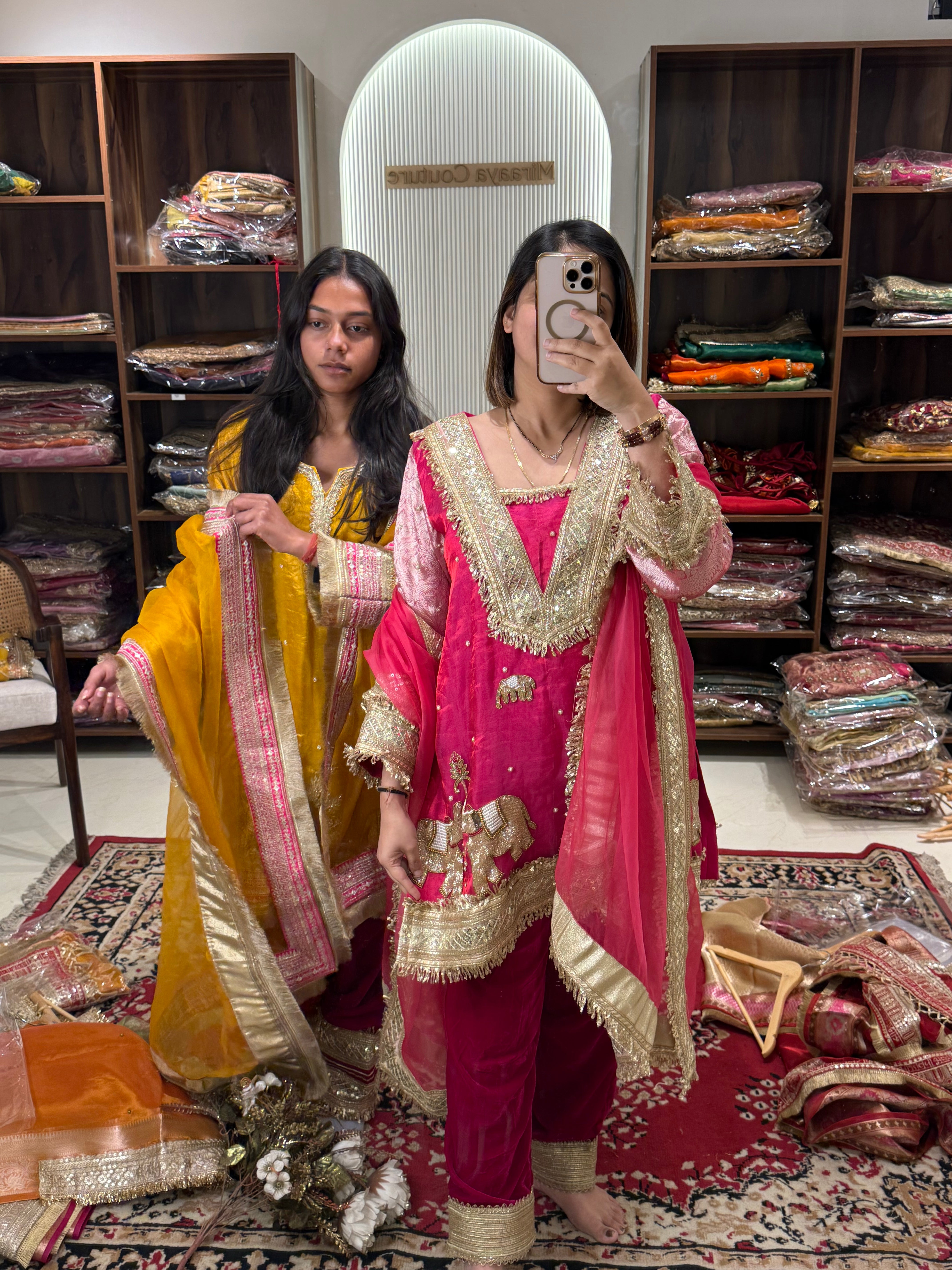 Pink Stitched Suit Set