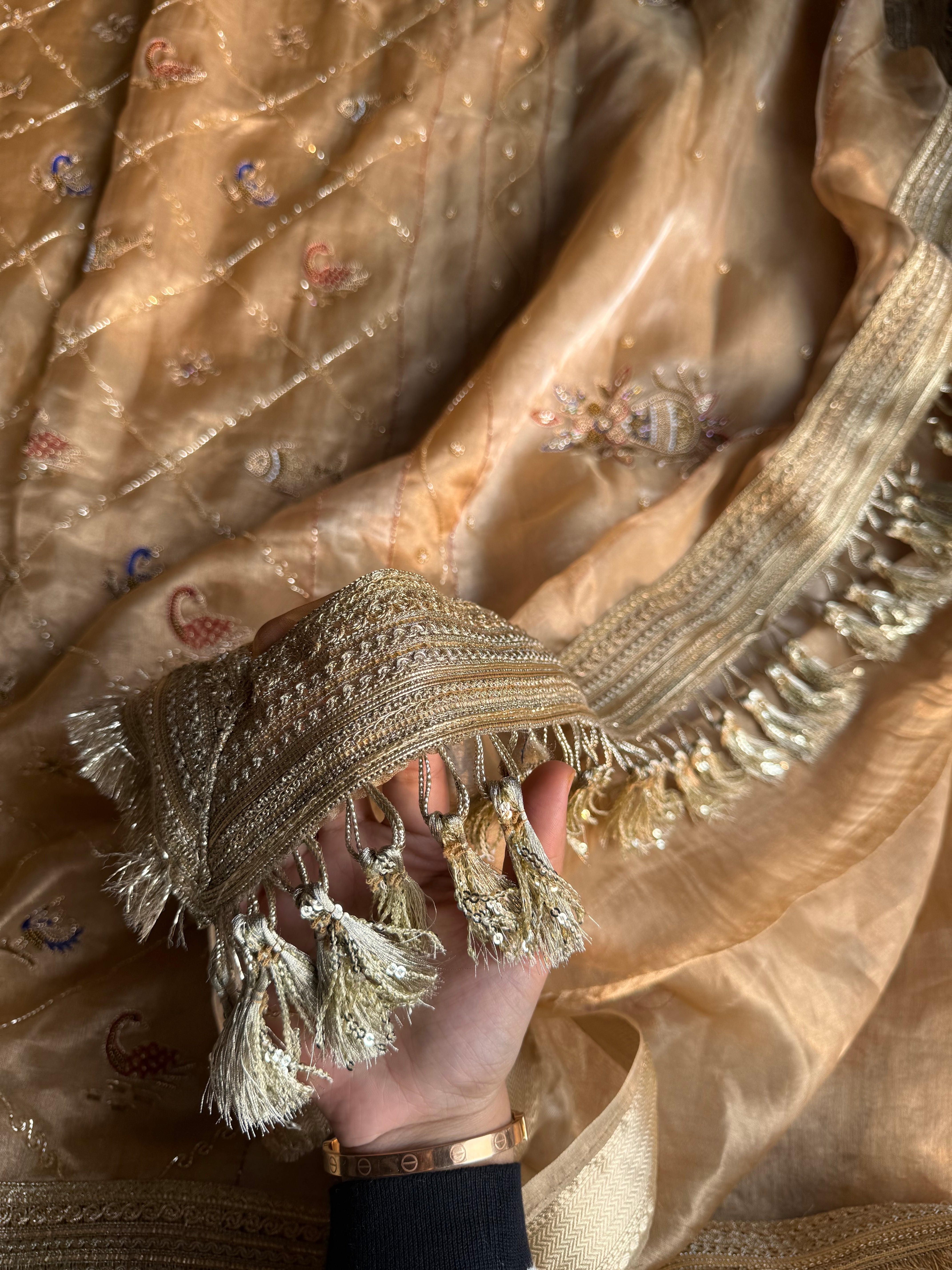 Pure Tissue Silk Saree With Hand Embroidery