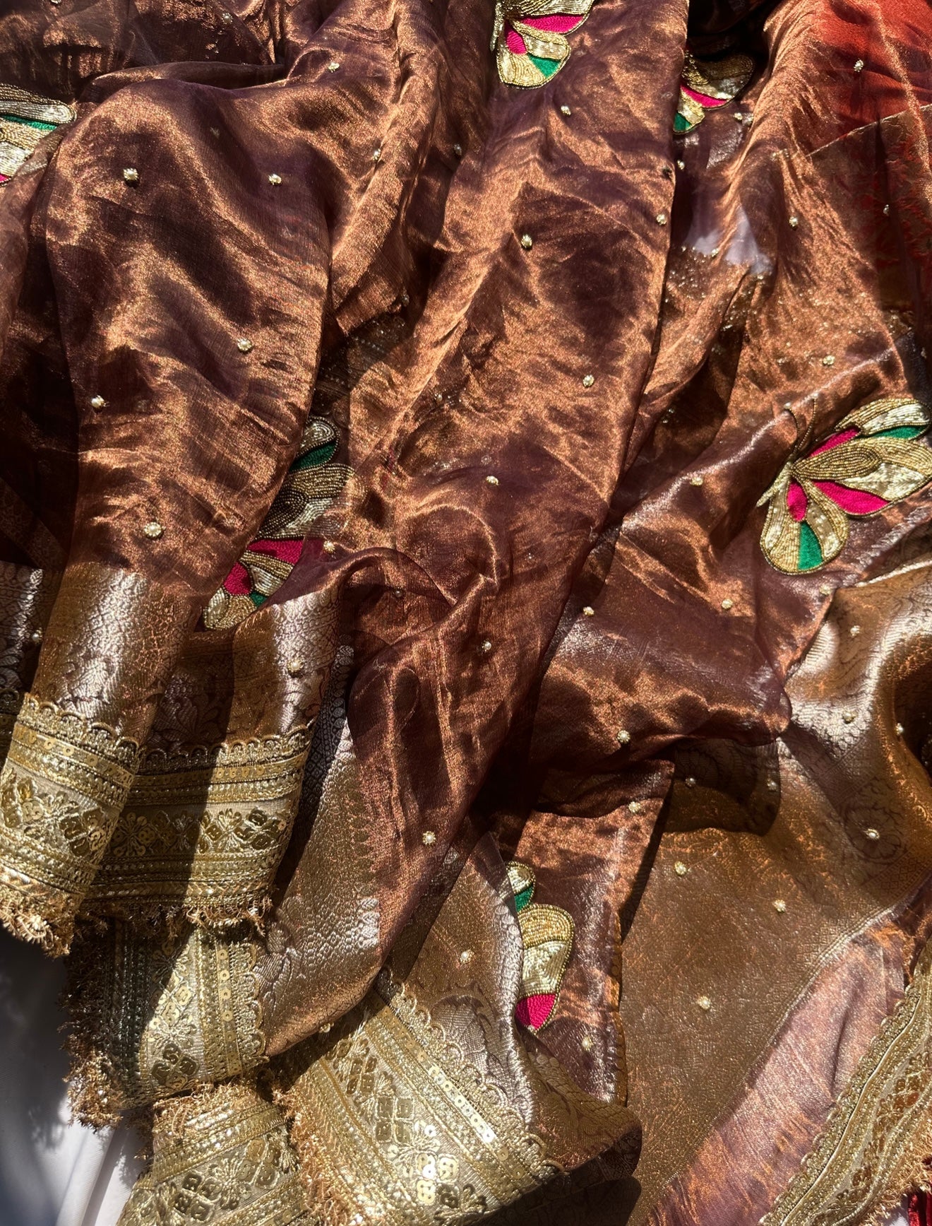 Mehfil - Ae - Title - Pure Tissue Silk Saree With Hand Embroidery
