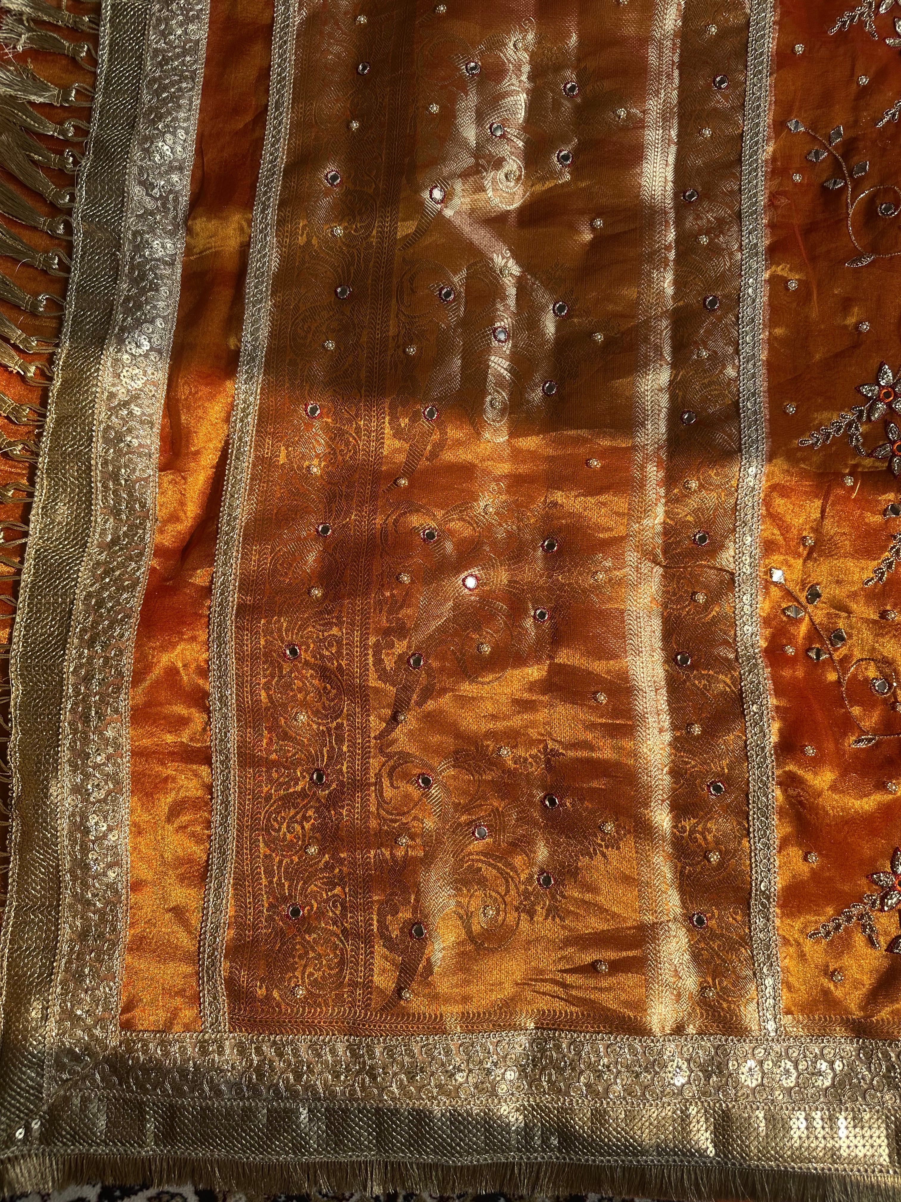Pure Tissue Silk Saree With Hand Embroidery