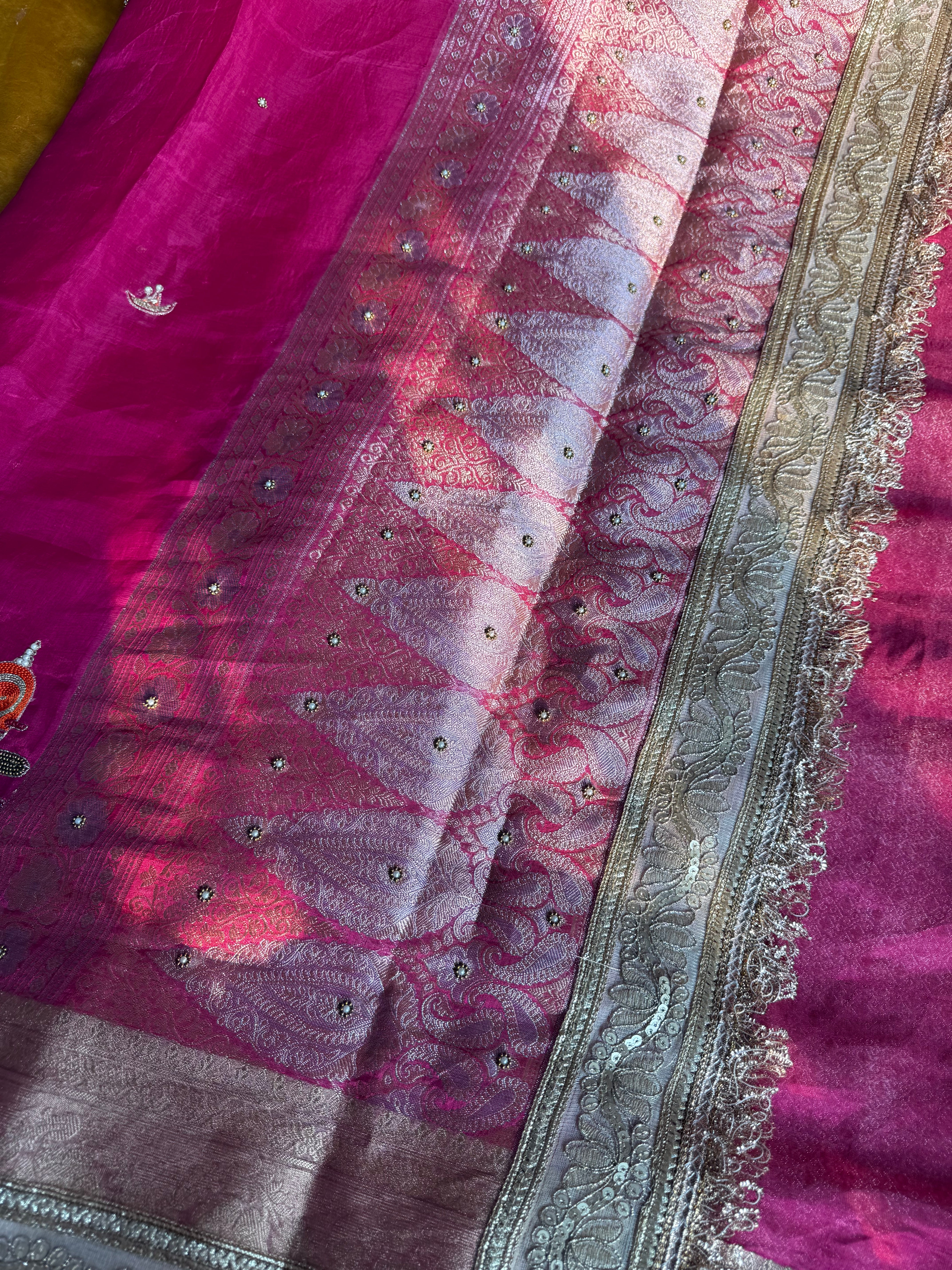 Ghat Banarasiya - Pure Tissue Silk Saree With Hand Embroidery