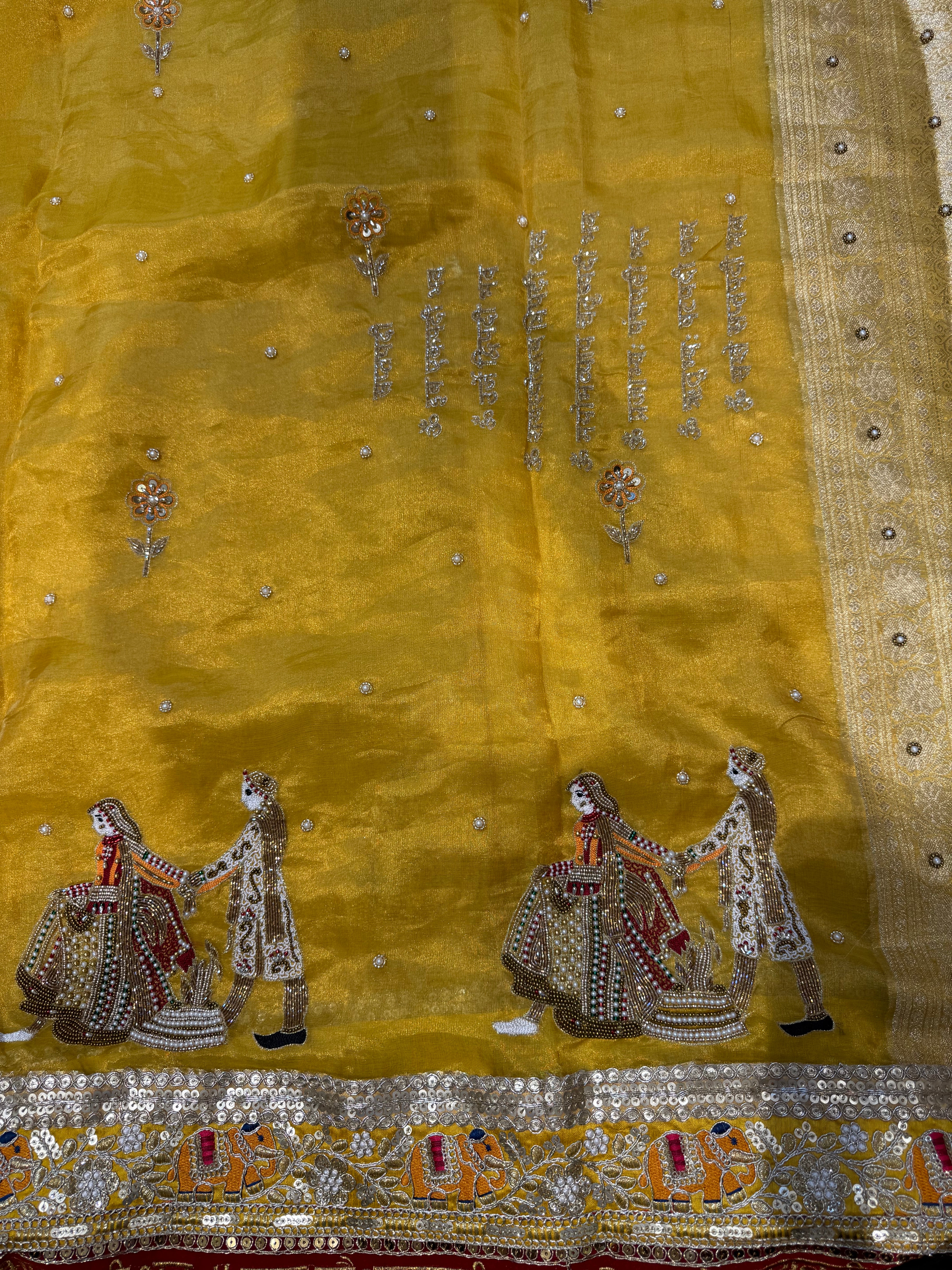 Yellow Varmala Saree With Saat Vachan