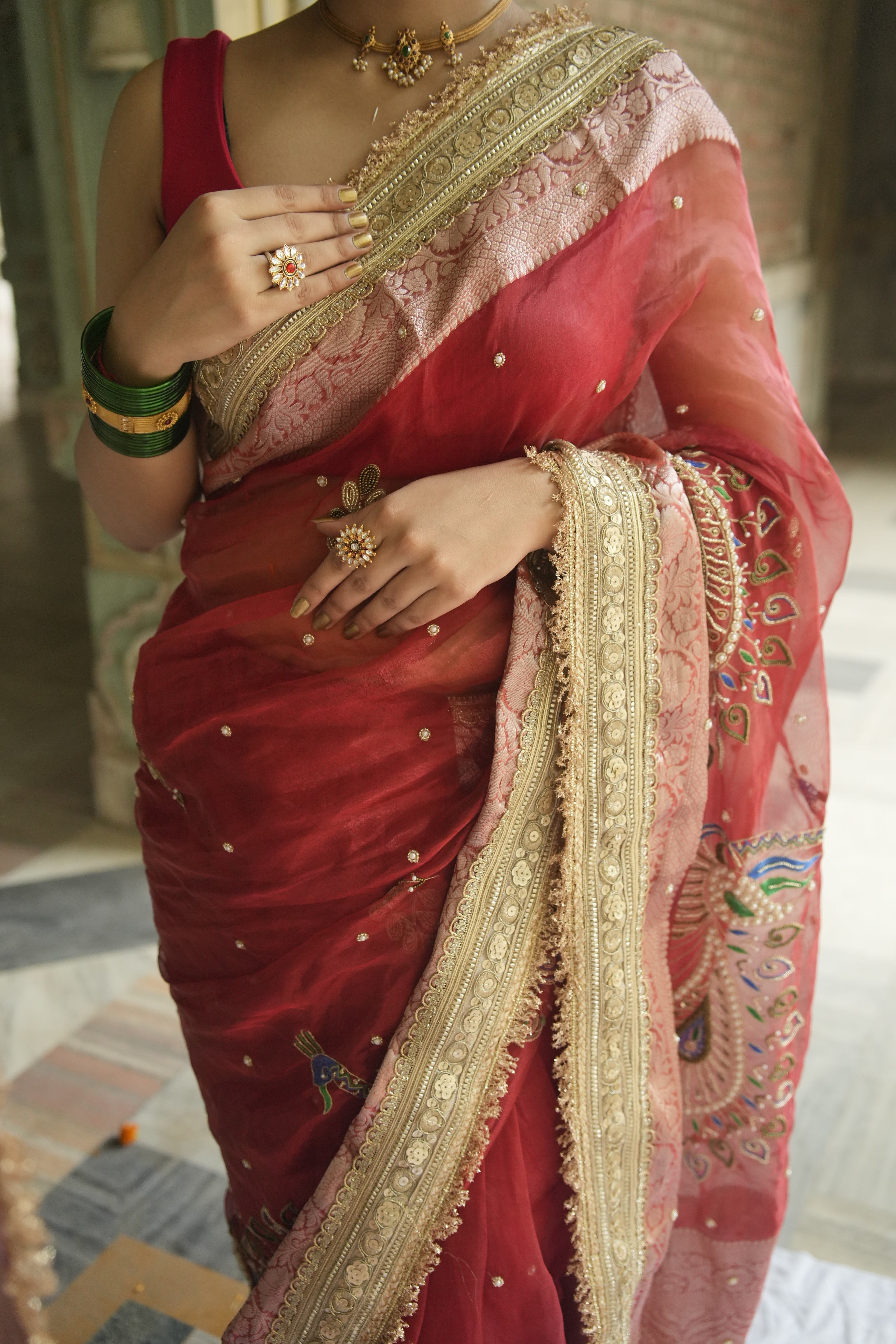 Ishq Ki Kahani - Pure Tissue Silk Saree With Hand Embroidery