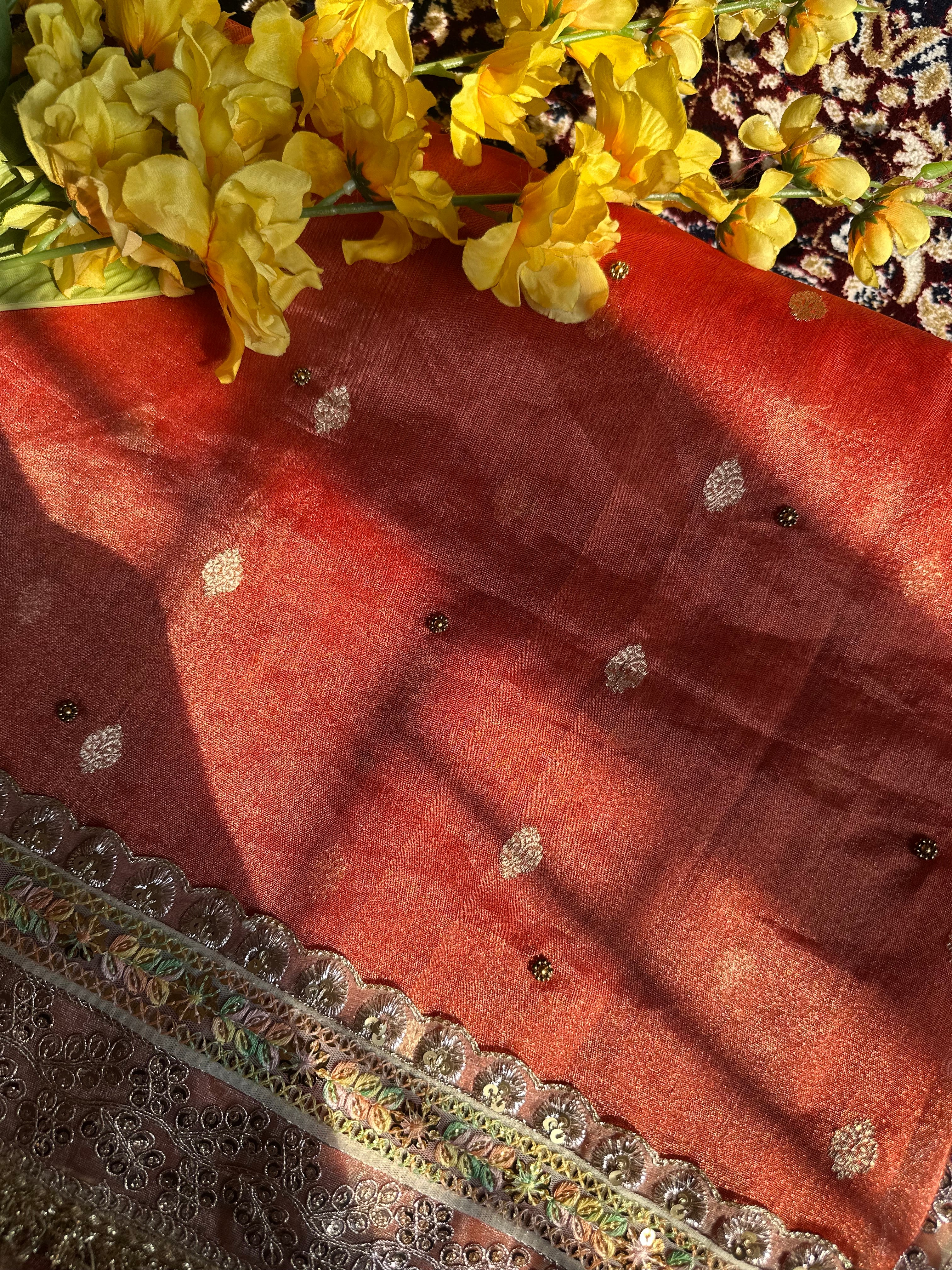 Pure Tissue Silk Saree With Kaduwa Booti