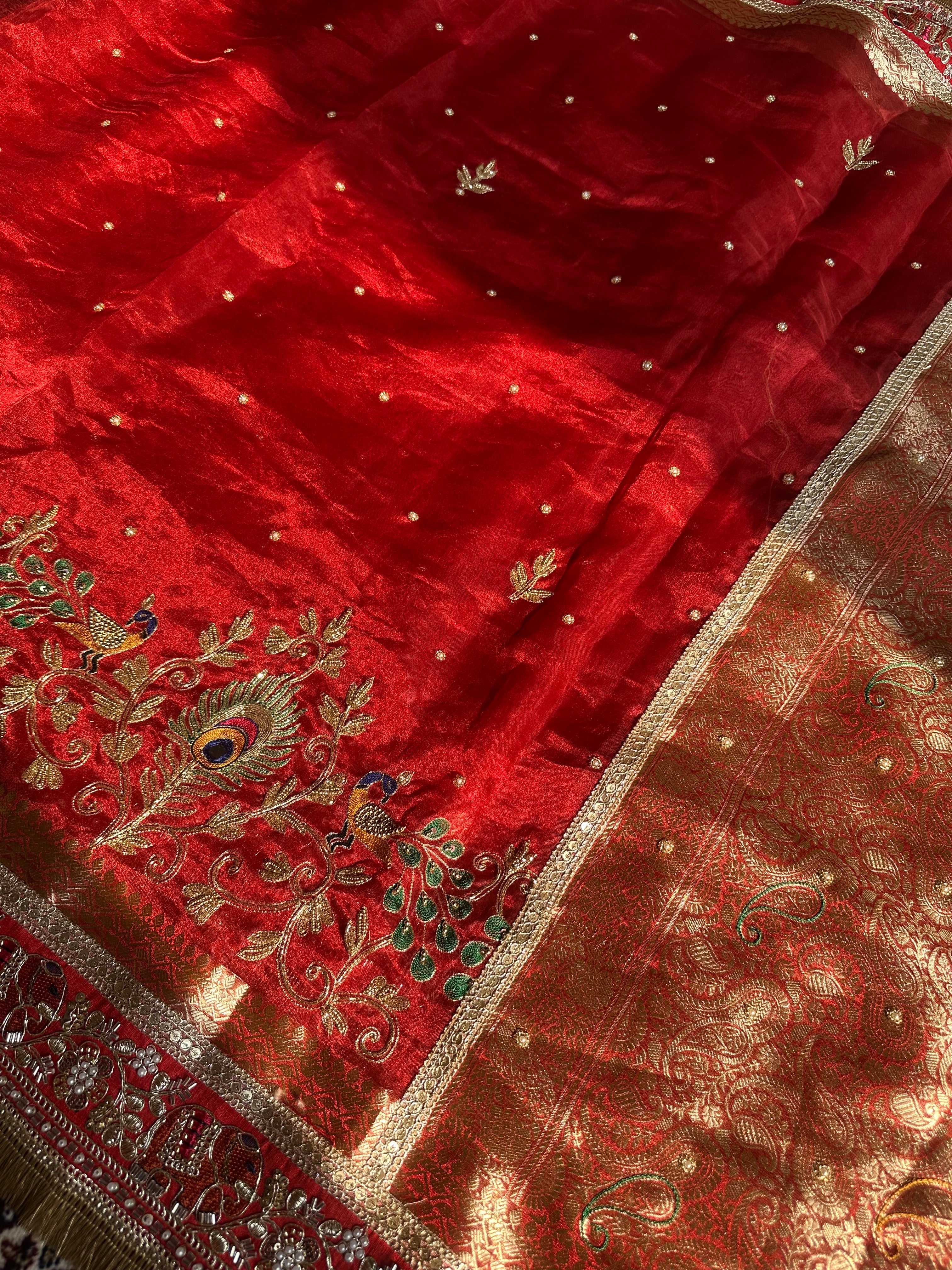 Pure Tissue Silk Saree With Hand Embroidery