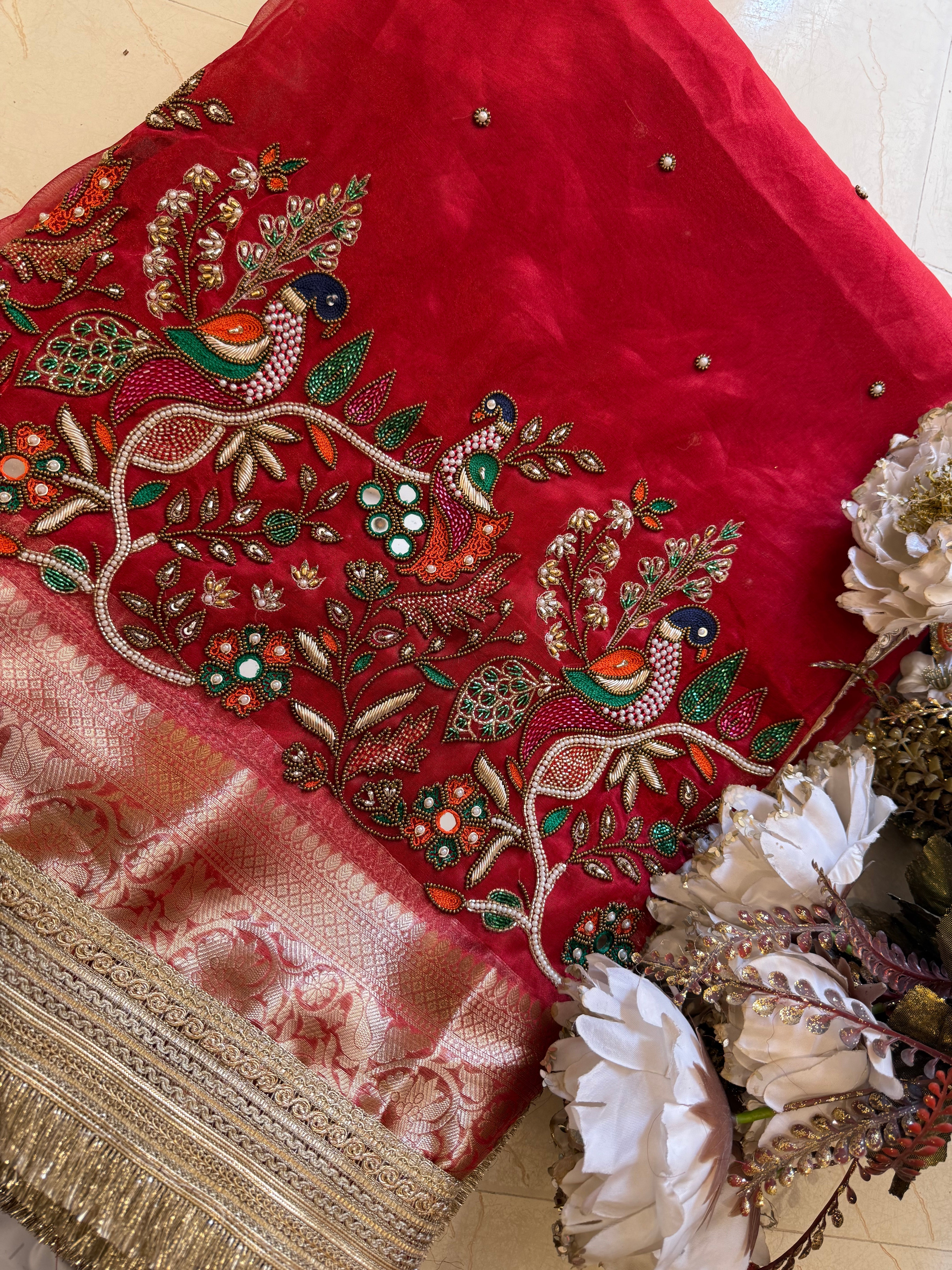 Zarqosh - Pure Tissue Silk Saree With Hand Embroidery