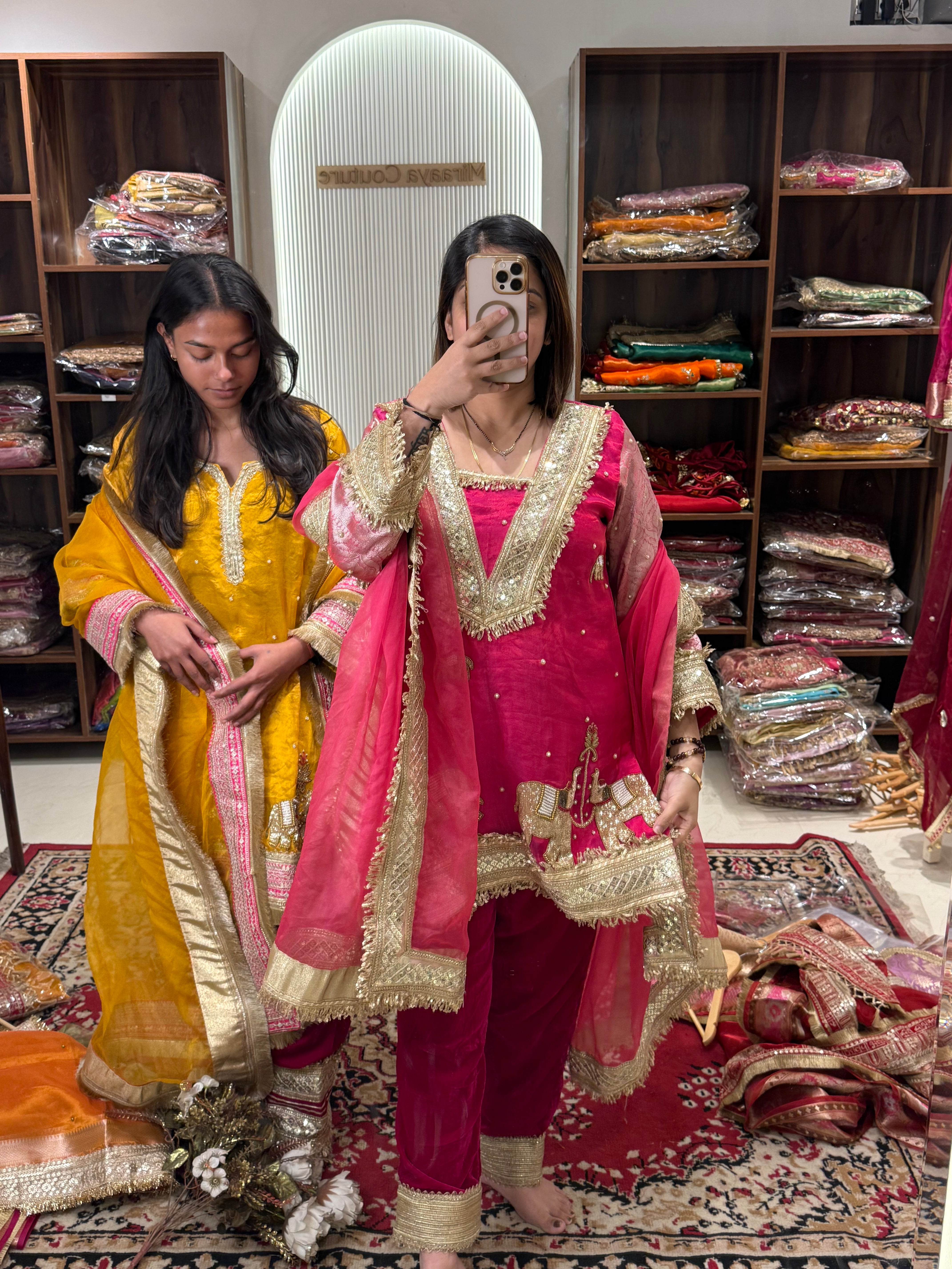 Pink Stitched Suit Set
