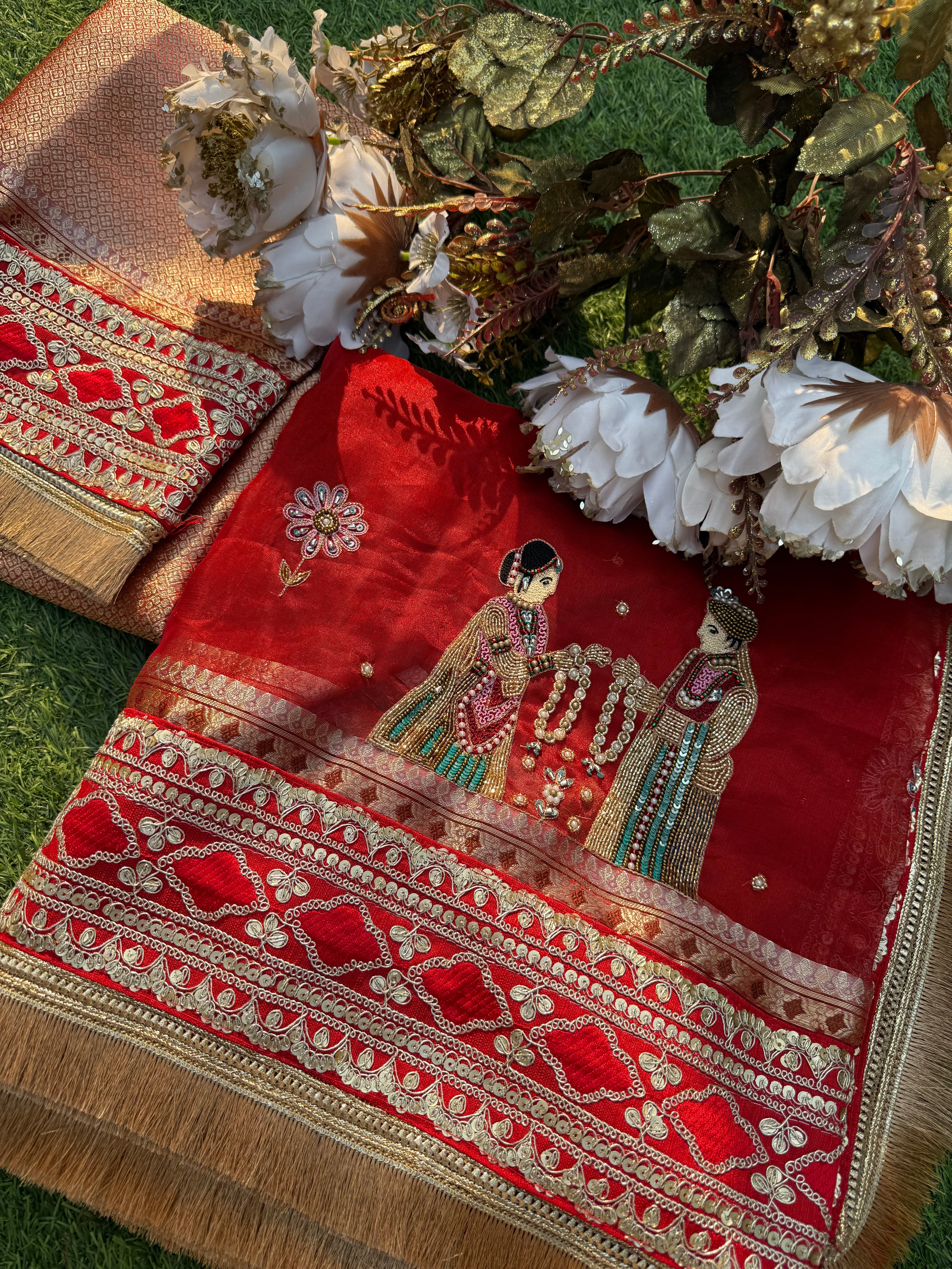 The Varmala Edit - Pure Tissue Silk Saree With Hand Embroidery