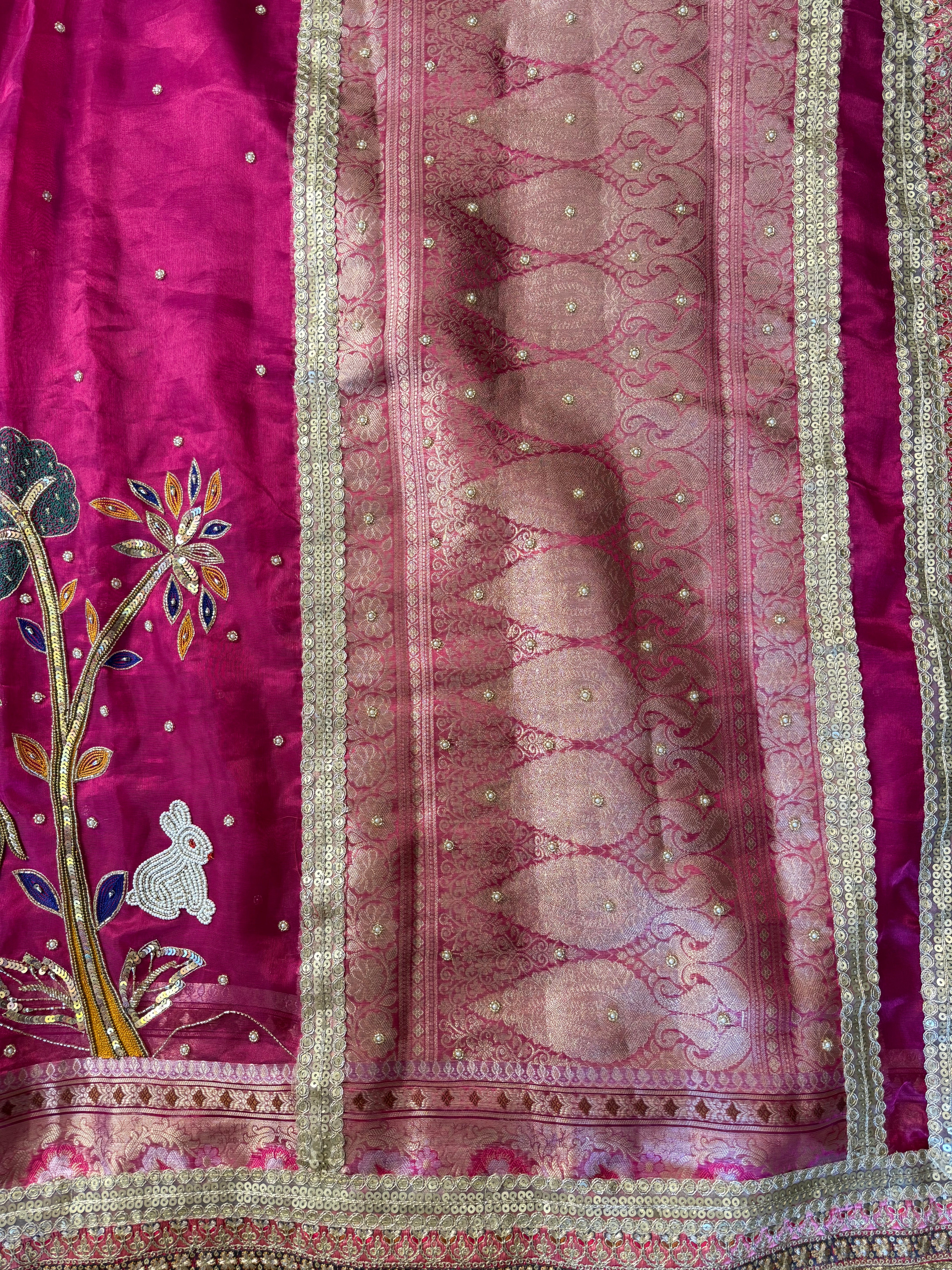 Pure Tissue Silk Saree With Hand Embroidery