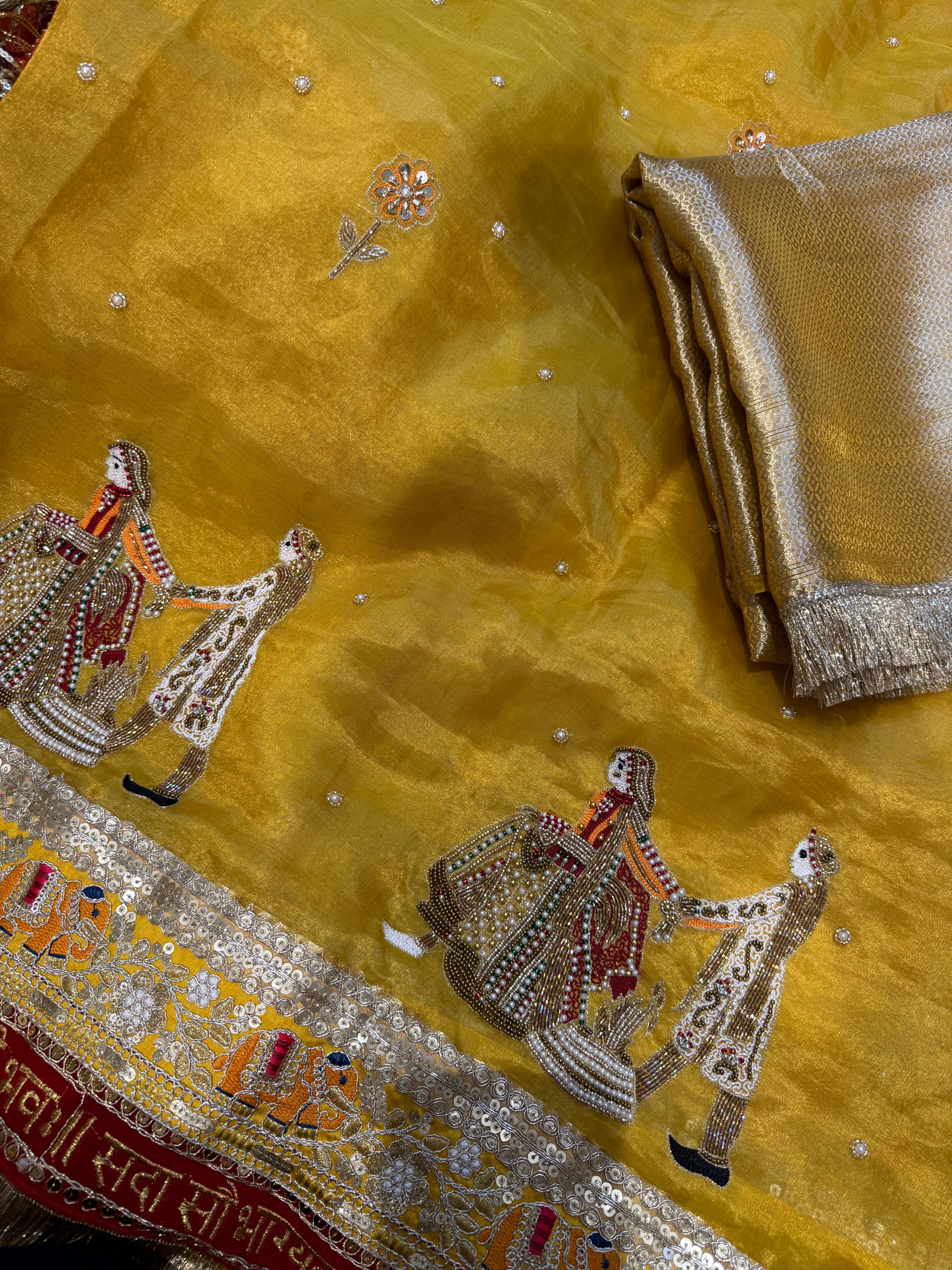 Yellow Varmala Saree With Saat Vachan
