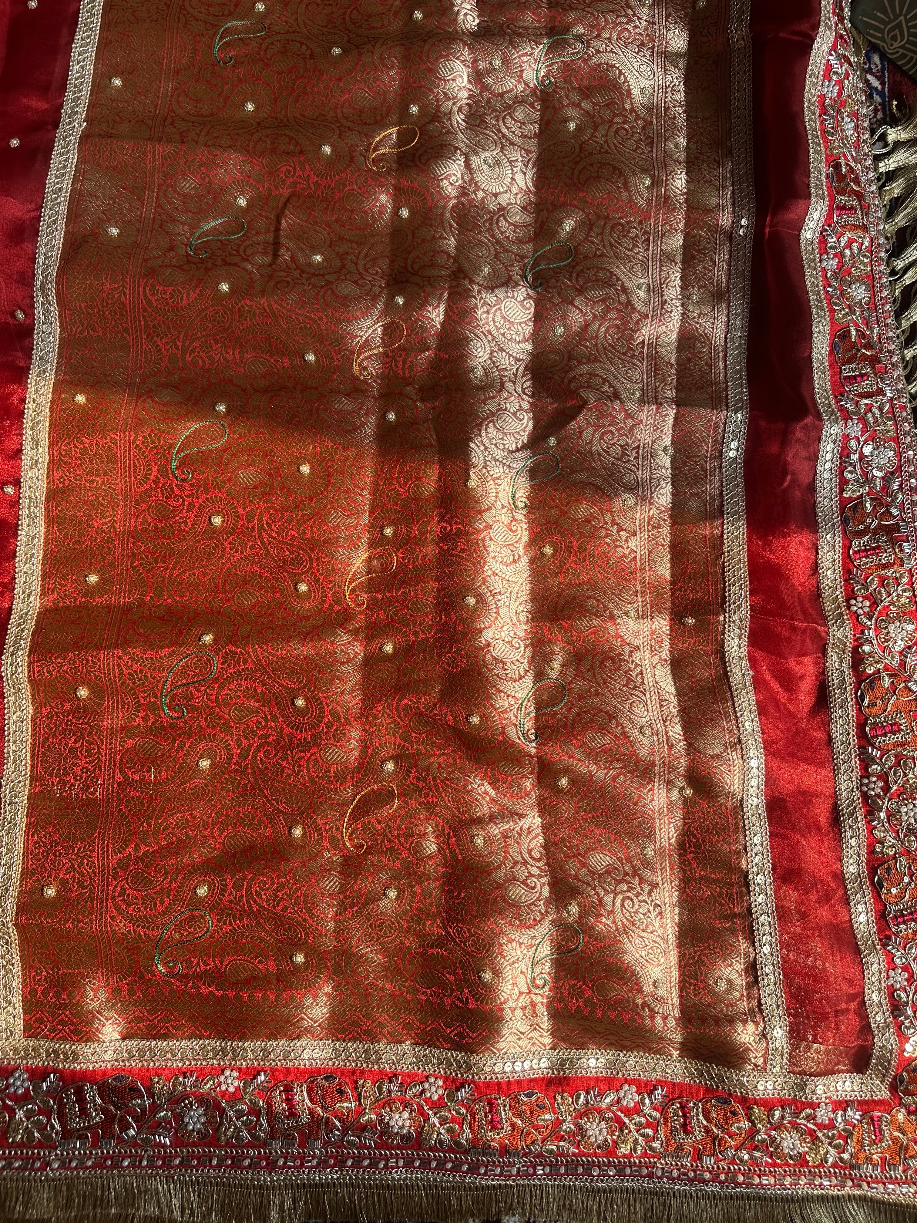 Pure Tissue Silk Saree With Hand Embroidery