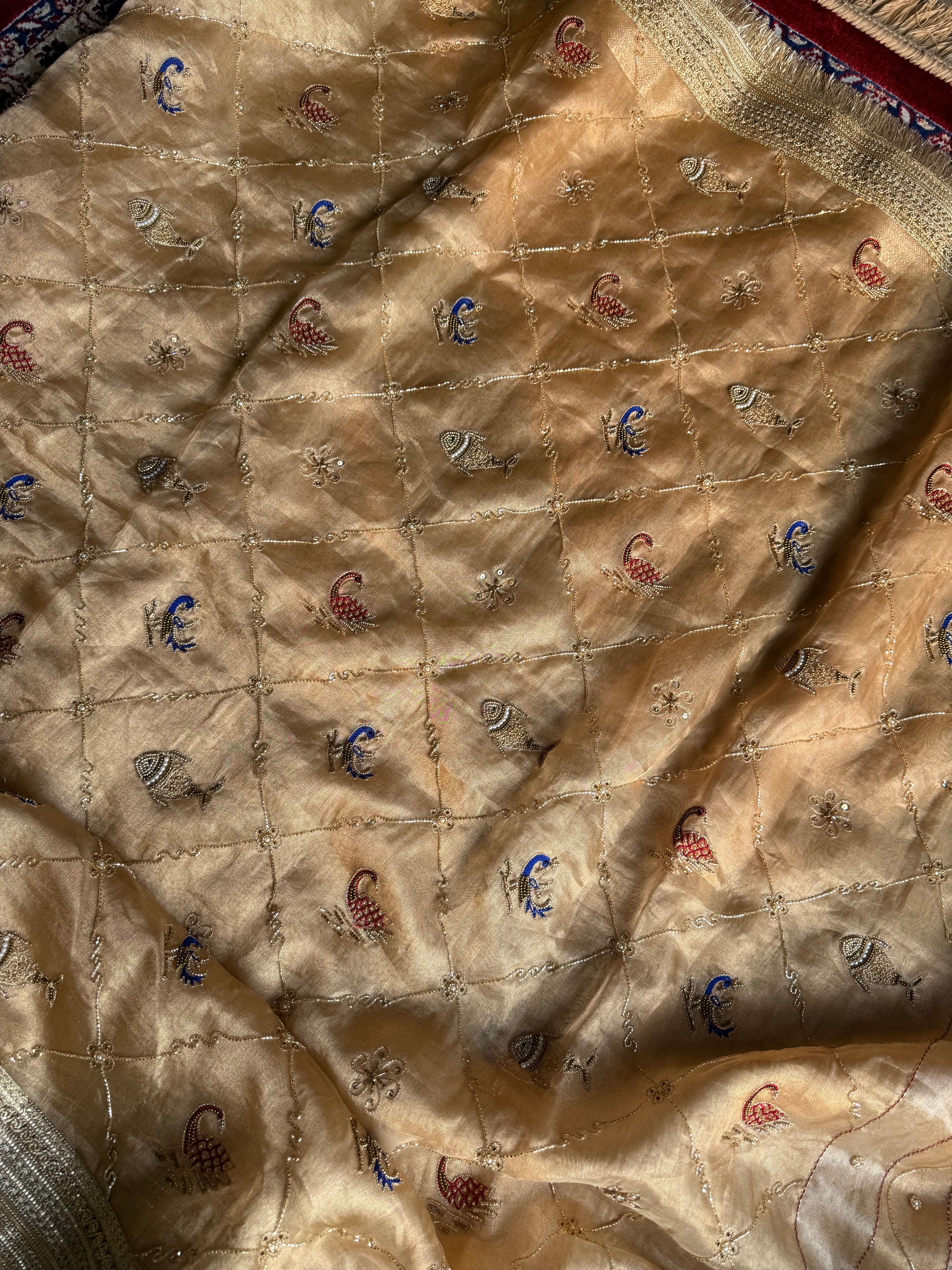 Pure Tissue Silk Saree With Hand Embroidery