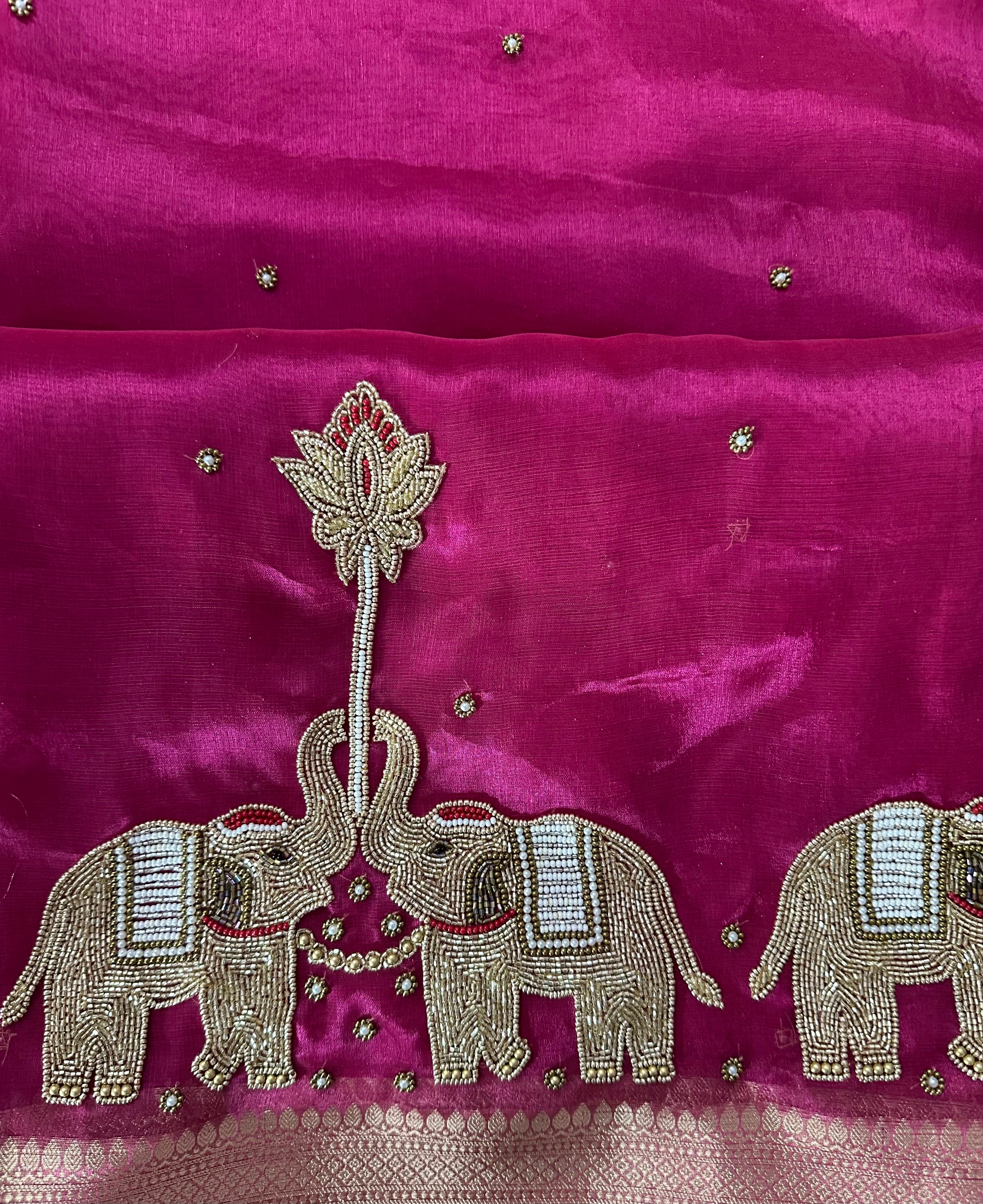 Pure Tissue Silk Saree With Hand Embroidery