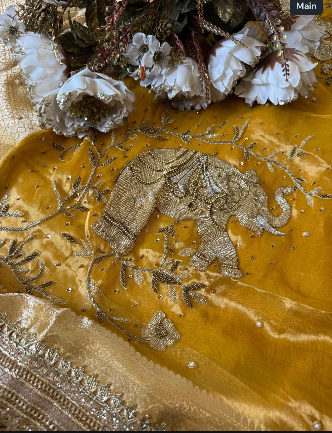 Arti Waali Saree - Pure Tissue Silk Saree With Hand Embroidery