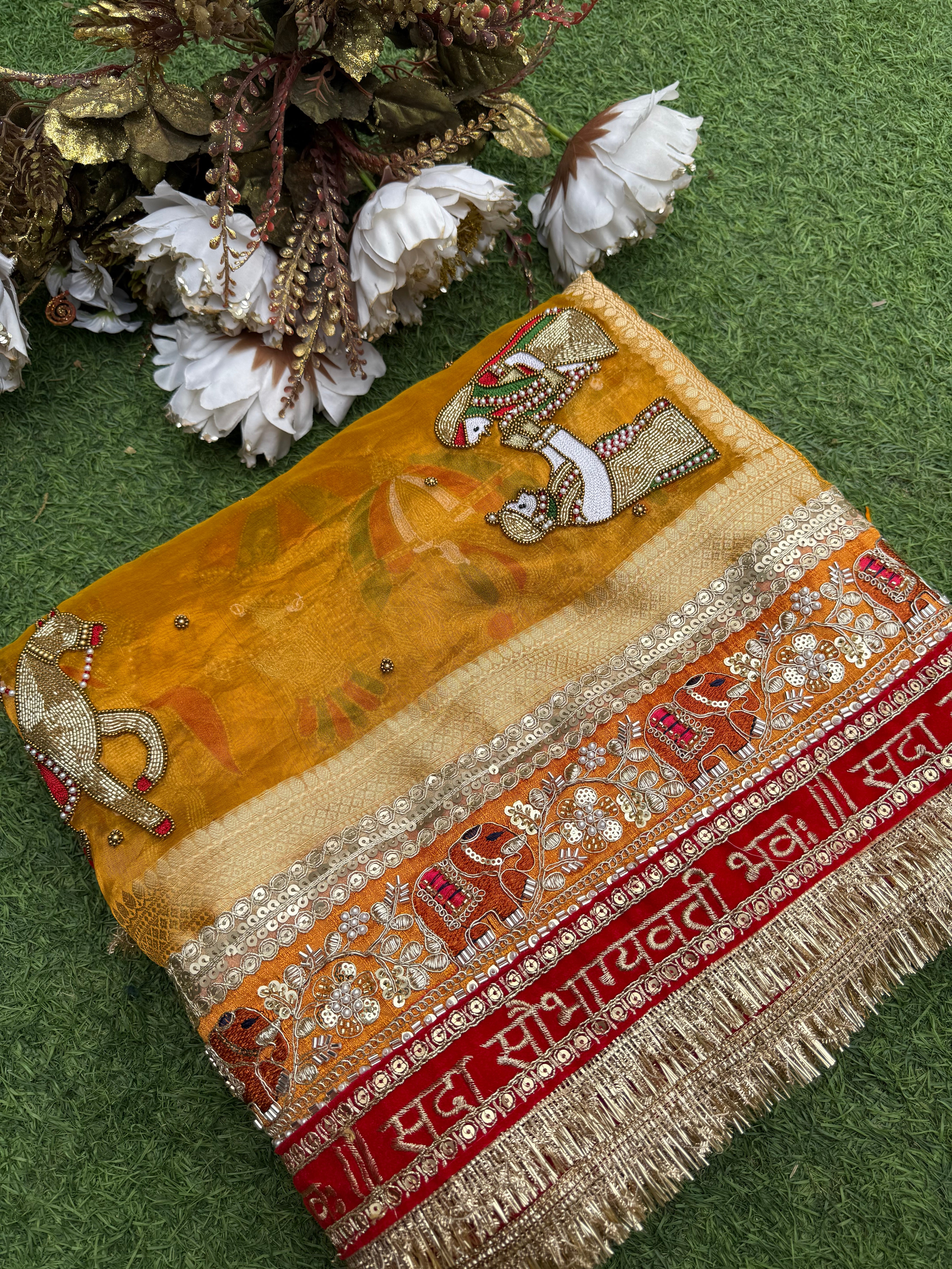 7 Phere Waali Saree - Pure Tissue Silk Saree With Hand Embroidery