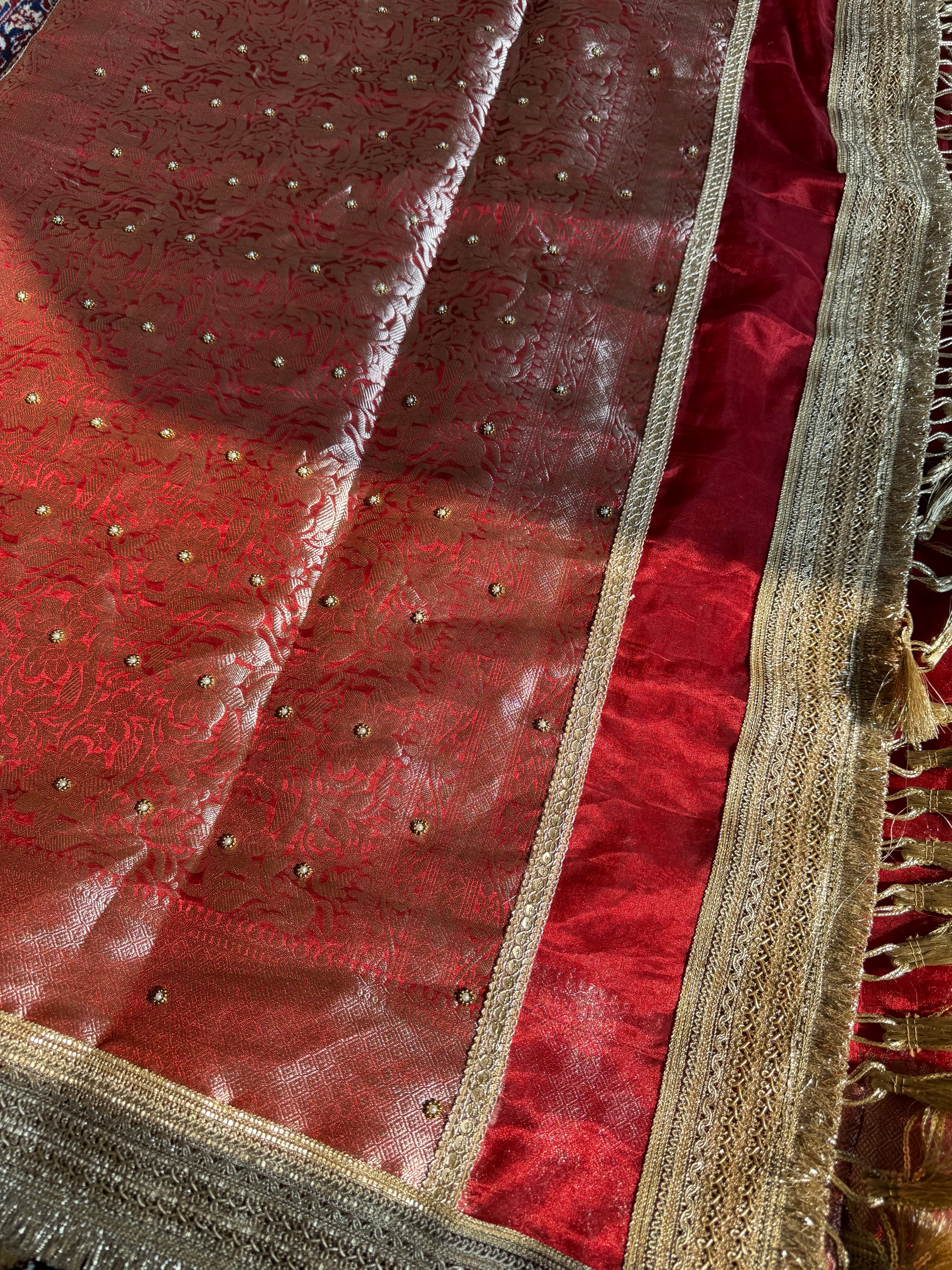 Pure Tissue Silk Saree With Hand Embroidery