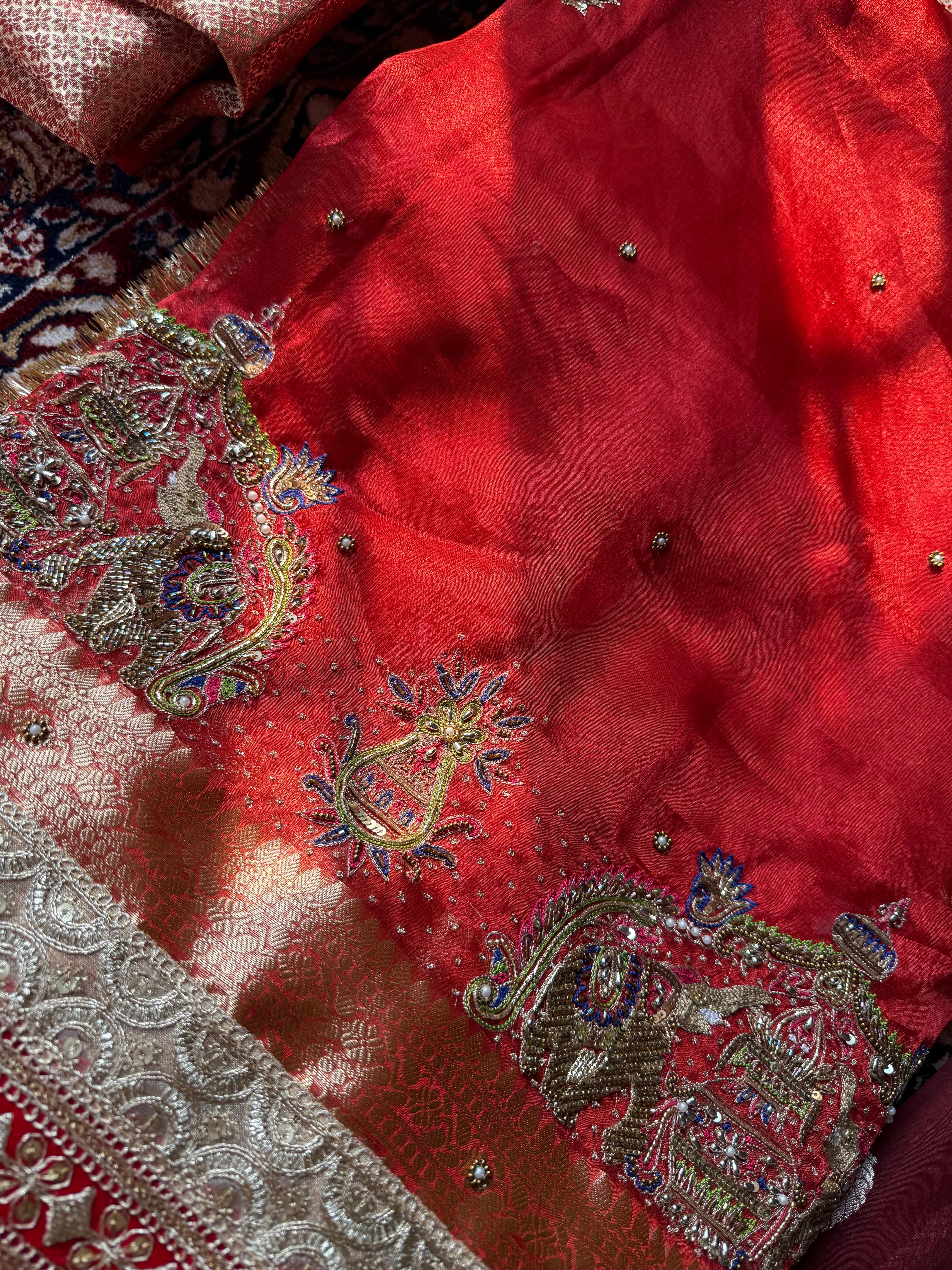 Pure Tissue Silk Saree With Hand Embroidery