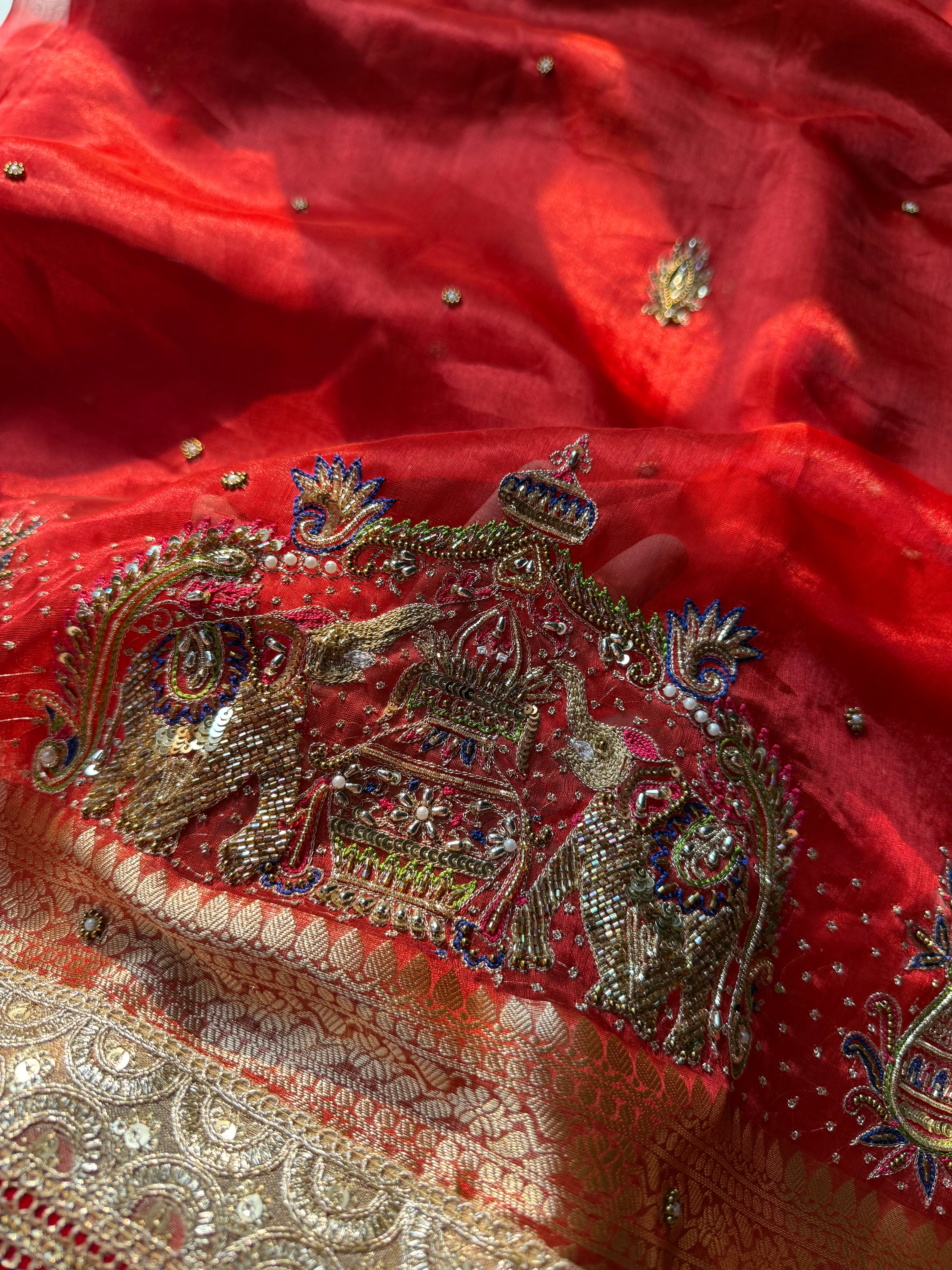 Pure Tissue Silk Saree With Hand Embroidery