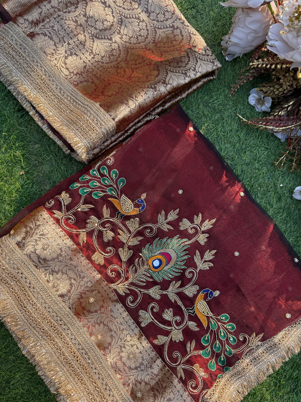 Reception Waali Saree - Pure Tissue Silk Saree With Hand Embroidery