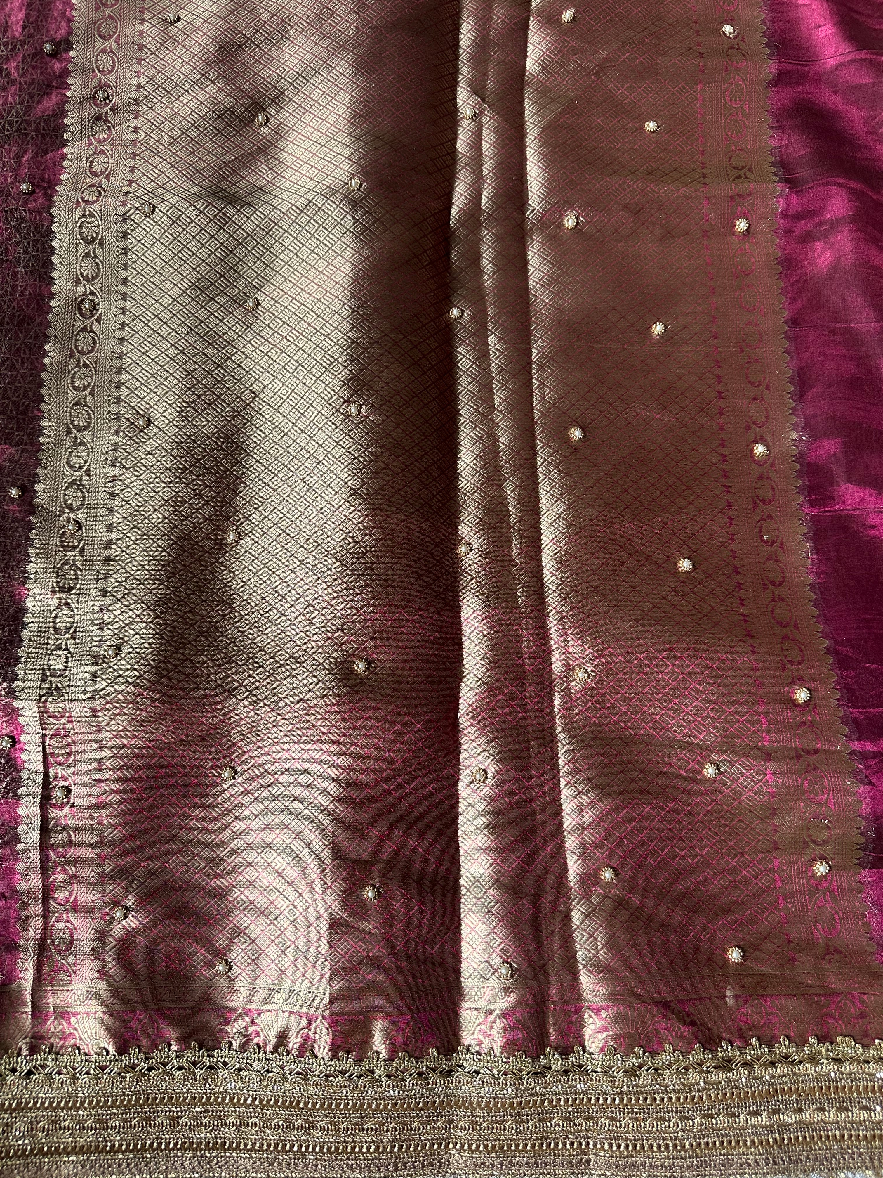 Chetak - Pure Tissue Silk Saree With Hand Embroidery