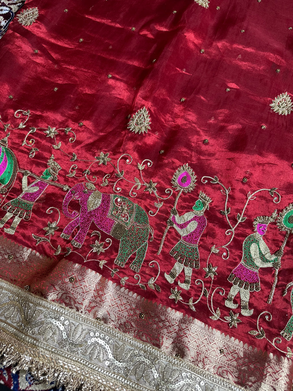 Pure Tissue Silk Saree With Hand Embroidery