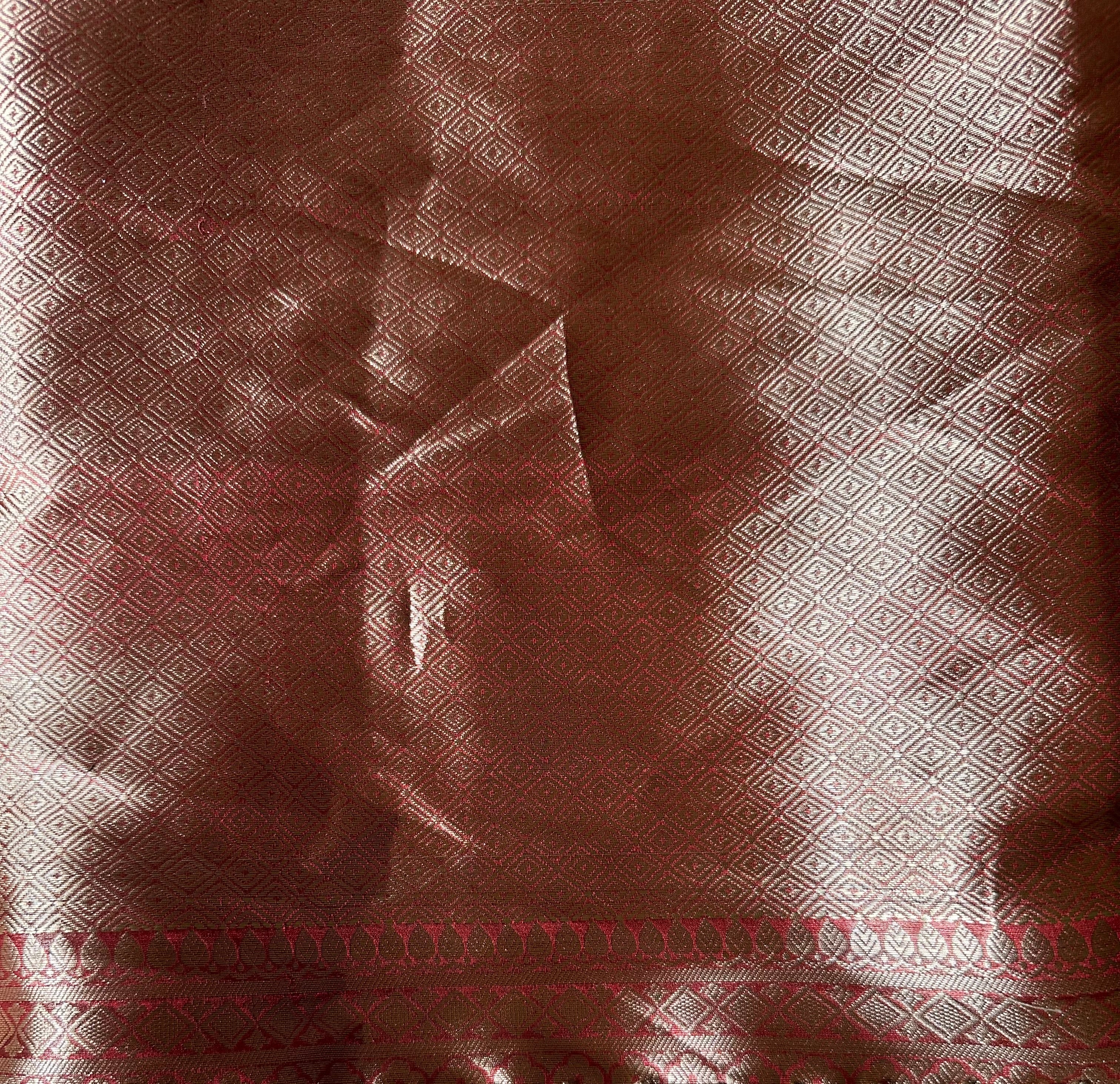 Gokul Ki Mohini - Red Pure Tissue Silk Saree With Hand Embroidery