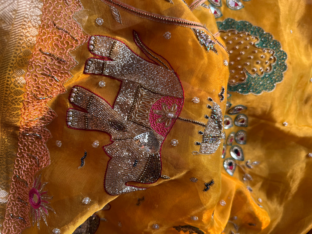 Pure Tissue Silk Saree With Hand Embroidery