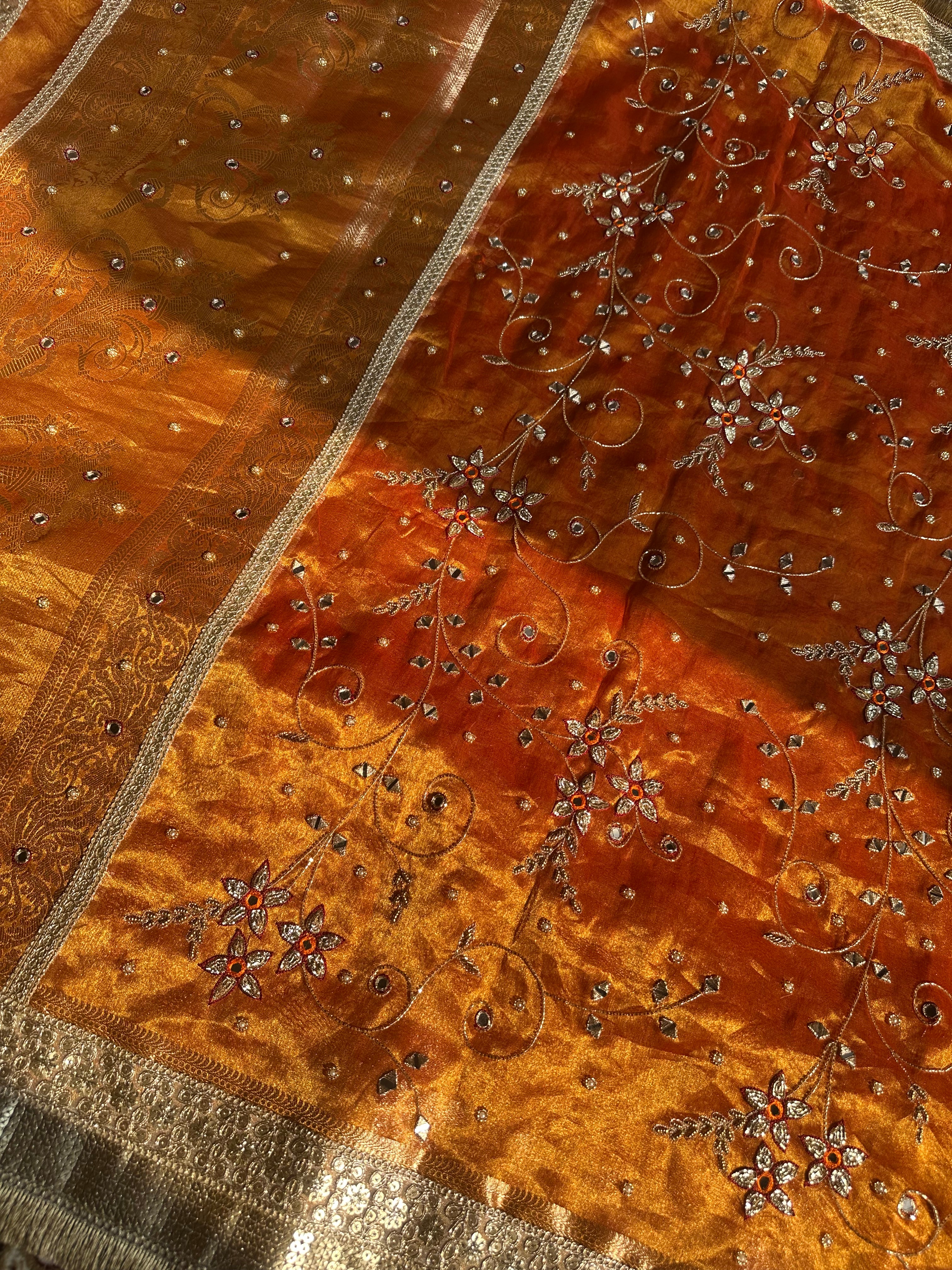 Sa’iba - Pure Tissue Silk Saree With Hand Embroidery