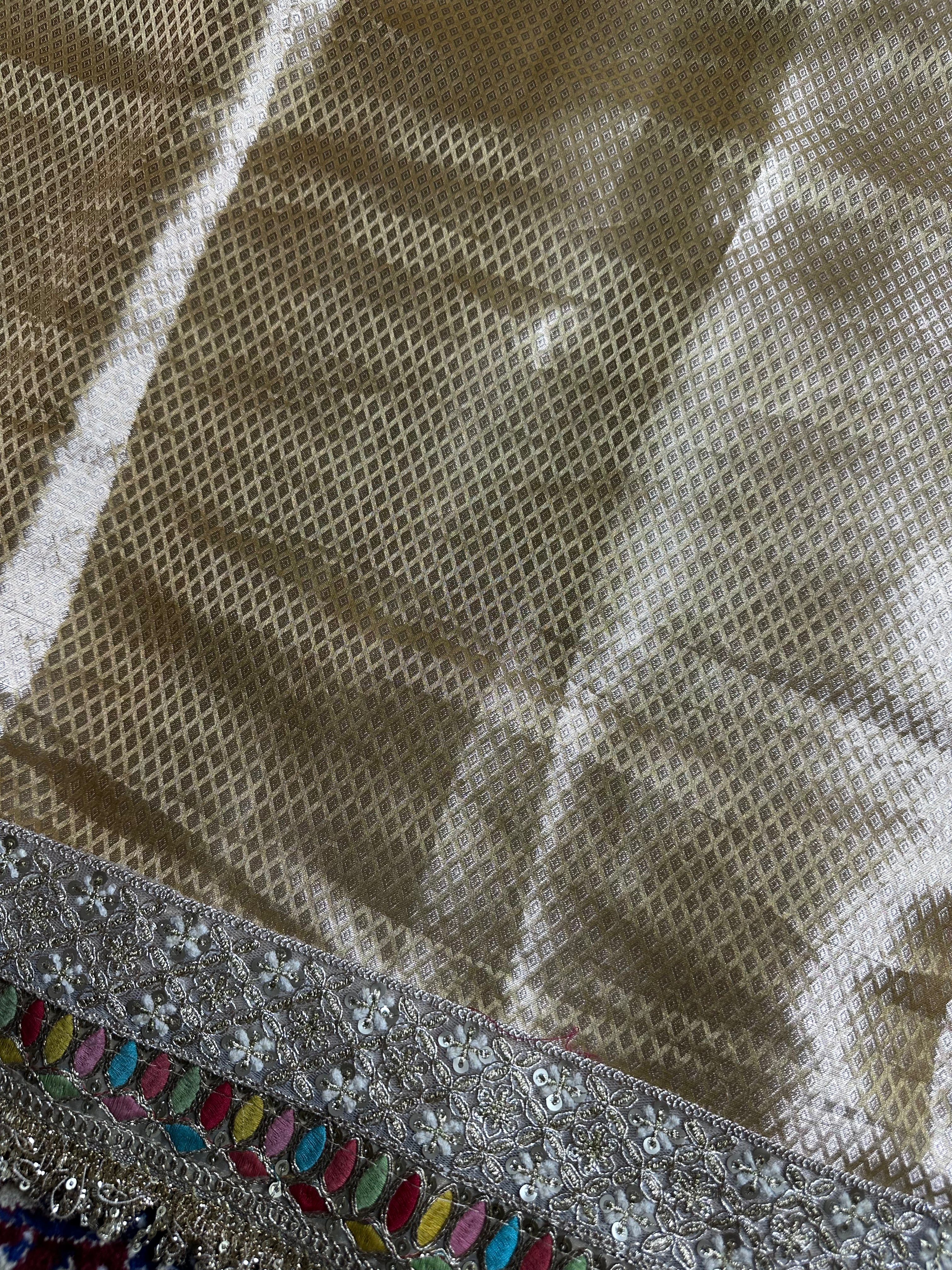 Light Yellow Gulbahaar - Pure Tissue Silk Saree With Hand Embroidery