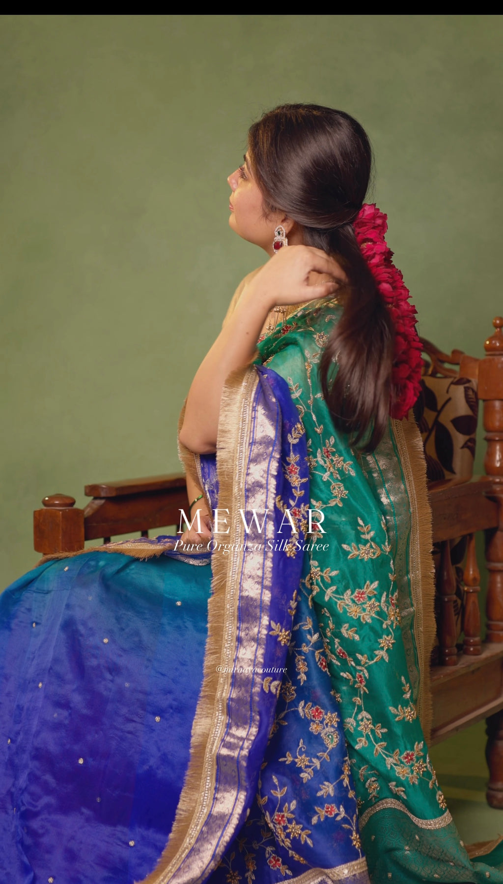 MEWAR — Pure Banarasi Organza Silk Saree With Hand Embroidery