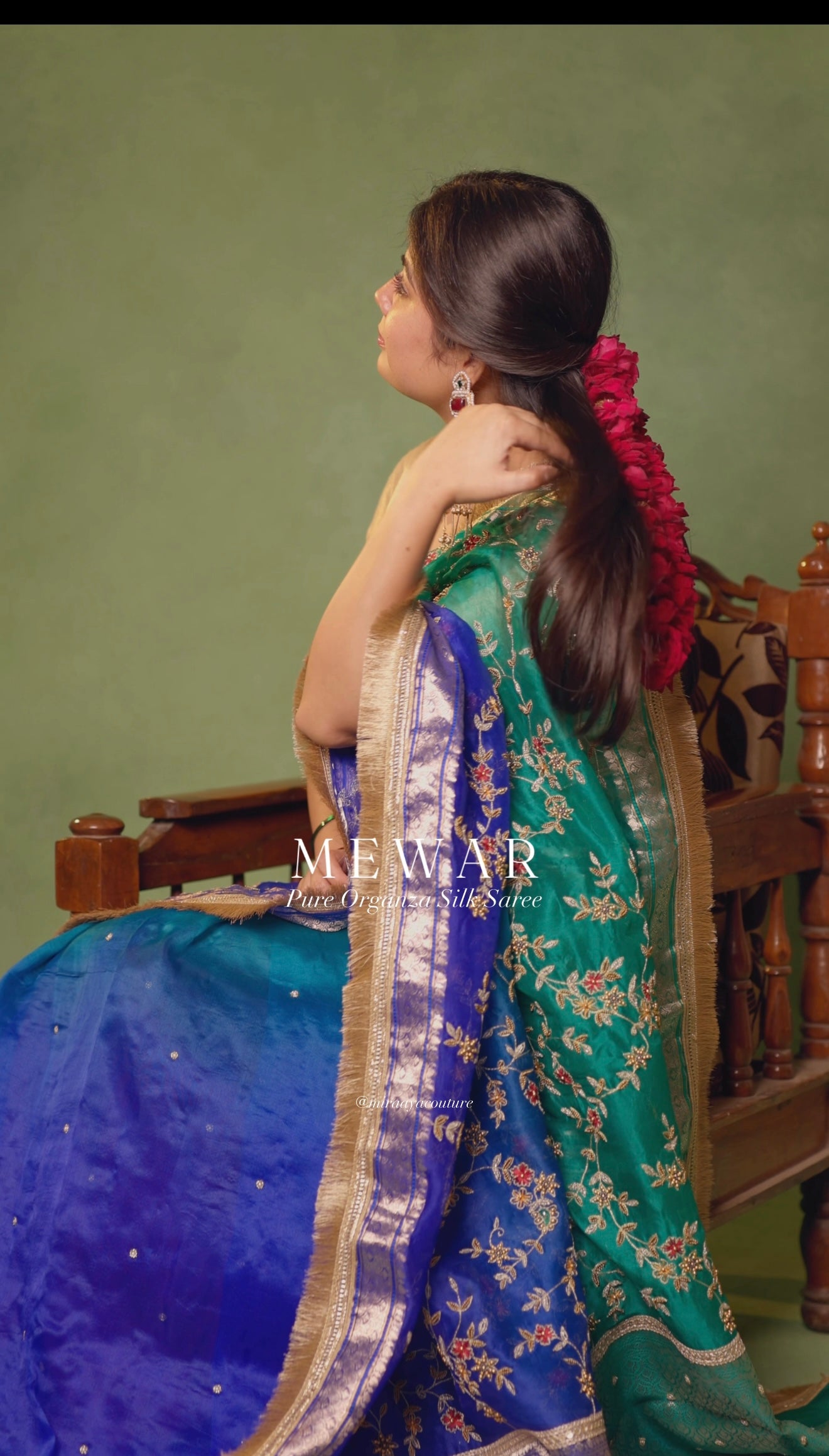 MEWAR — Pure Banarasi Organza Silk Saree With Hand Embroidery