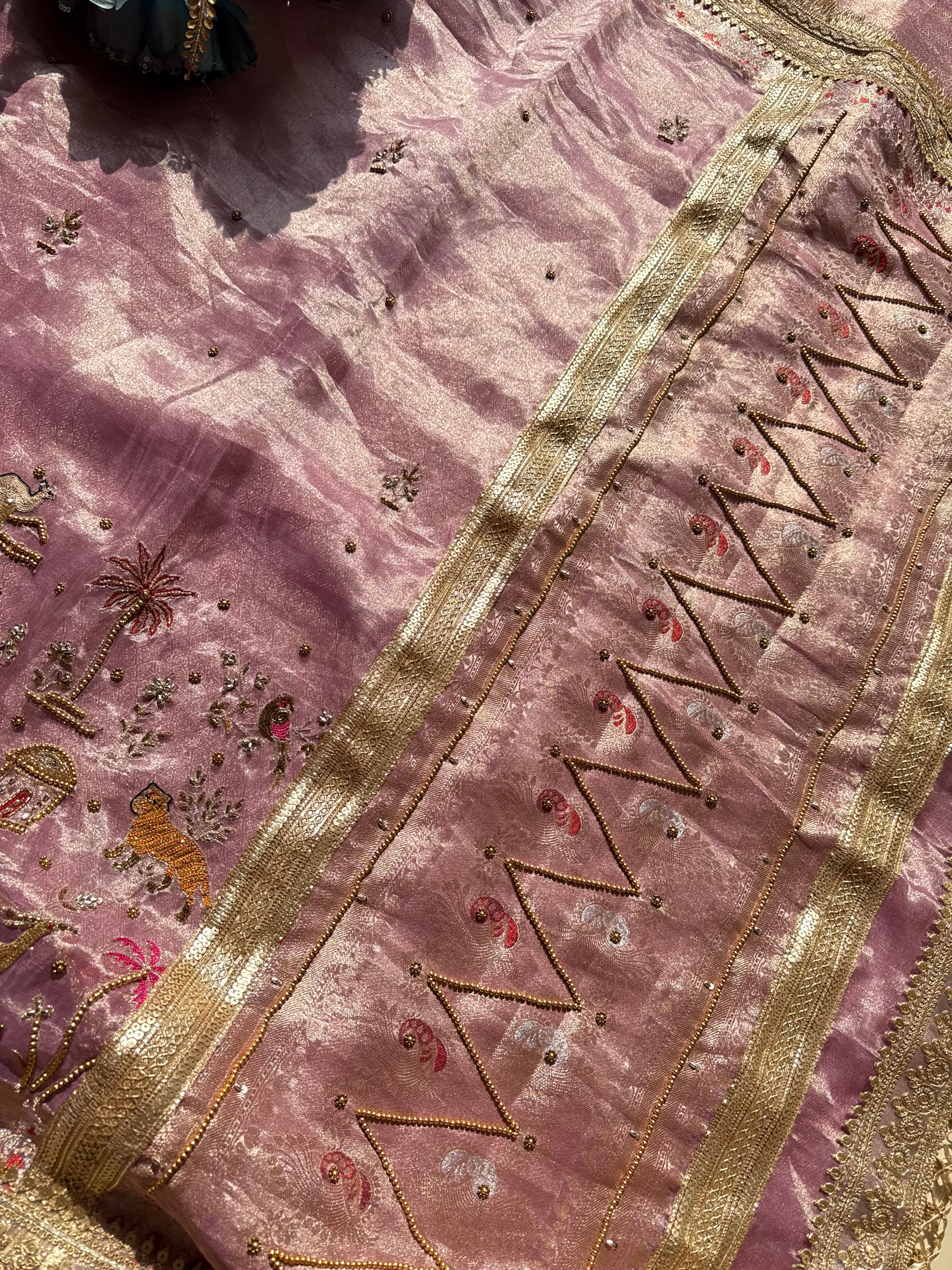 Gulabi Si Ek Shaam - Pure Tissue Silk Saree With Hand Embroidery