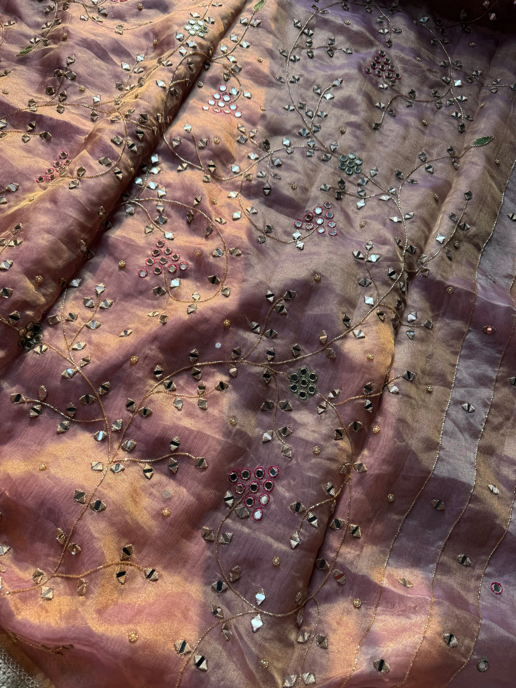 Pure Tissue Silk Saree With Hand Embroidery