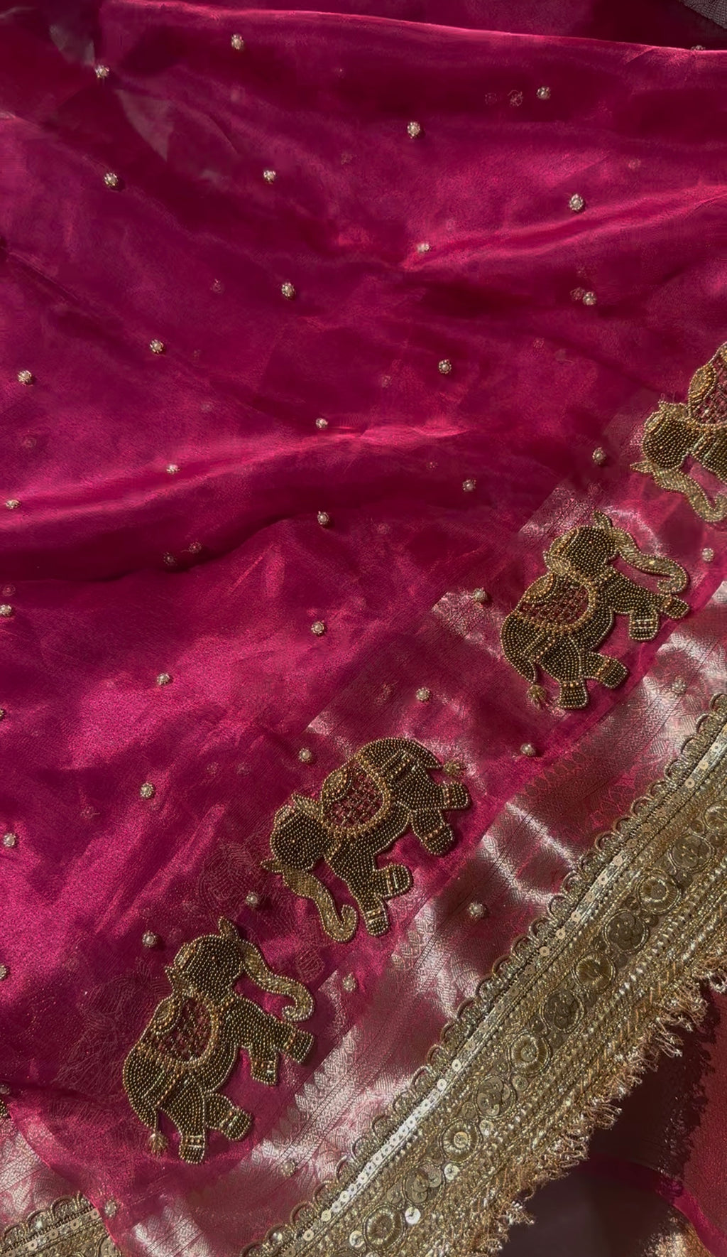 Shaadi Ka Sandook - Pink Pure Tissue Silk Saree With Hand Embroidery