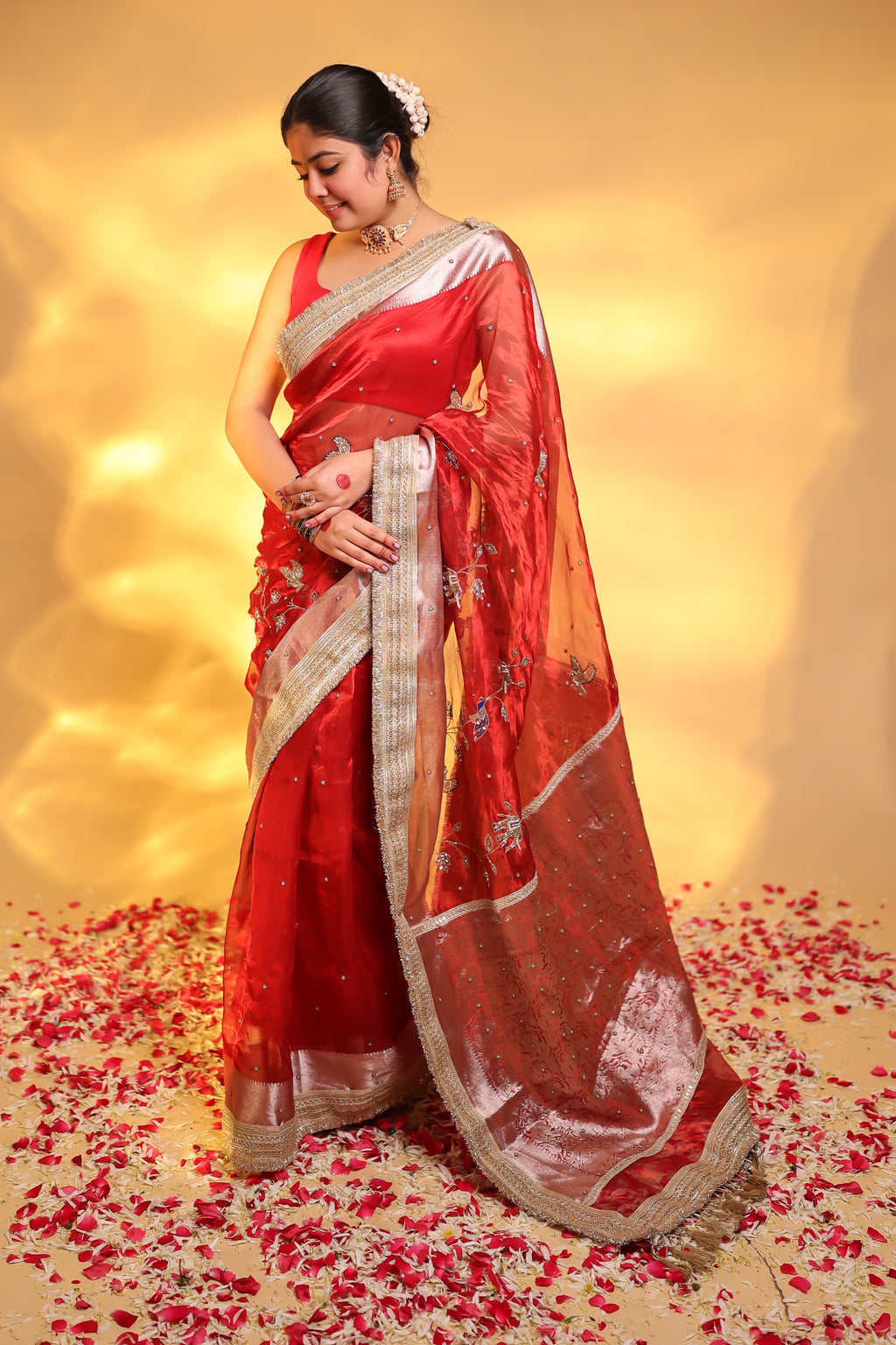 HUMSAFAR - Pure Tissue Silk Saree With Hand Embroidery
