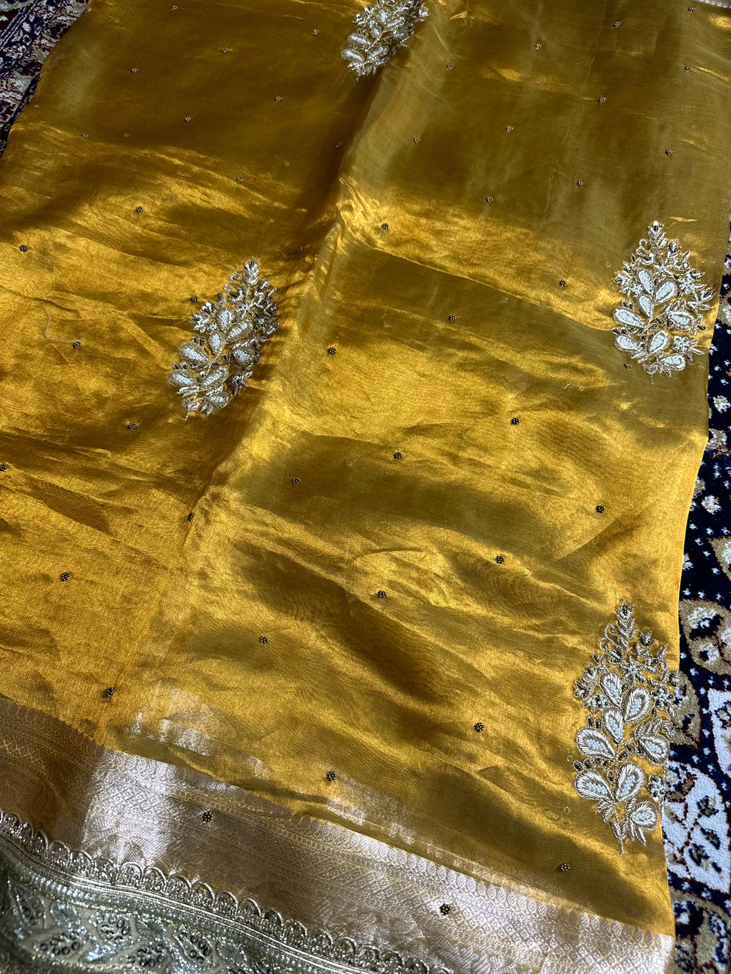 Pure Tissue Silk Saree With Hand Embroidery