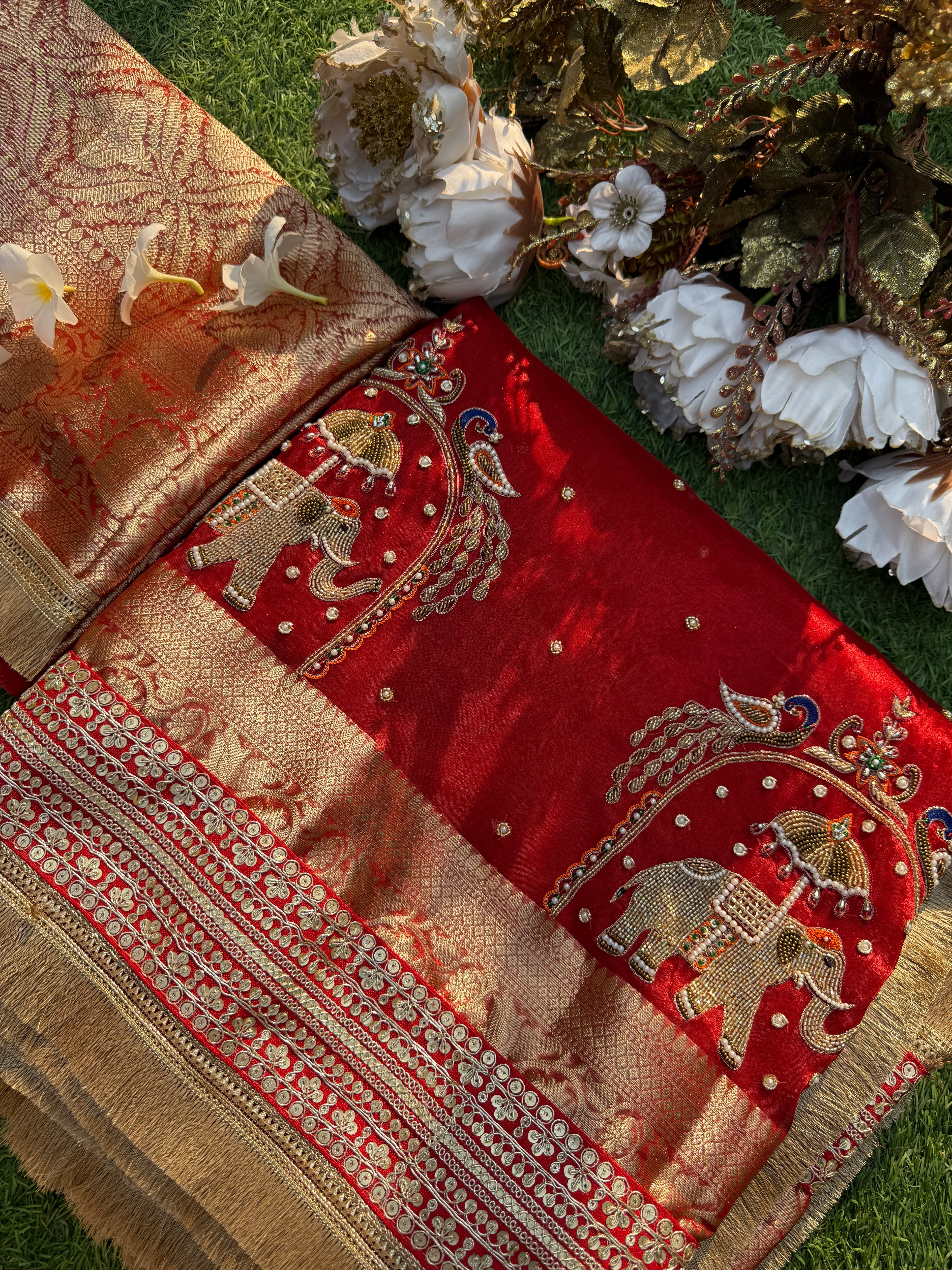 GajRaj - Pure Tissue Silk Saree With Hand Embroidery
