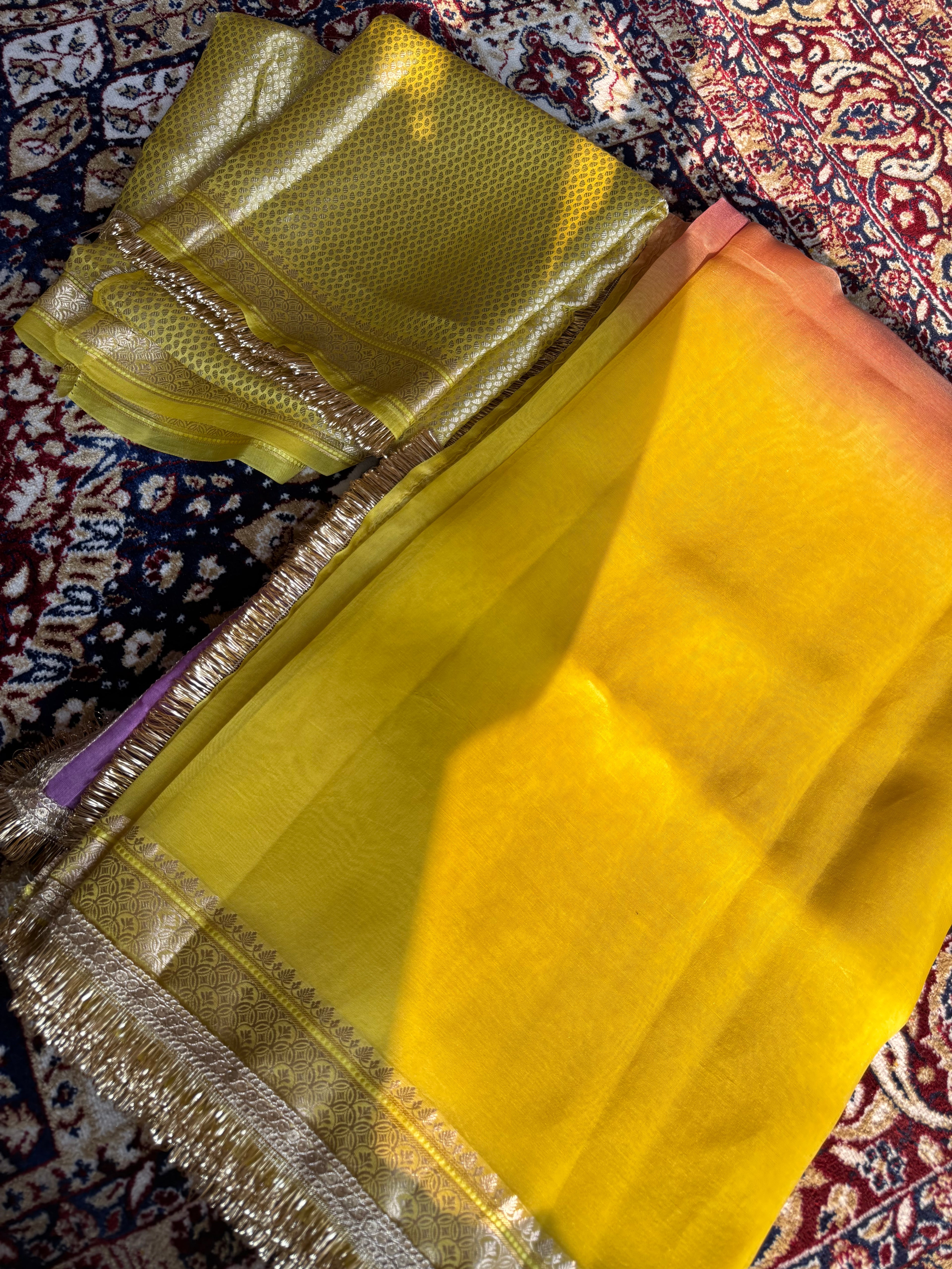 Chaandni — Pure Banarasi Organza Silk Saree in Ombré Shade