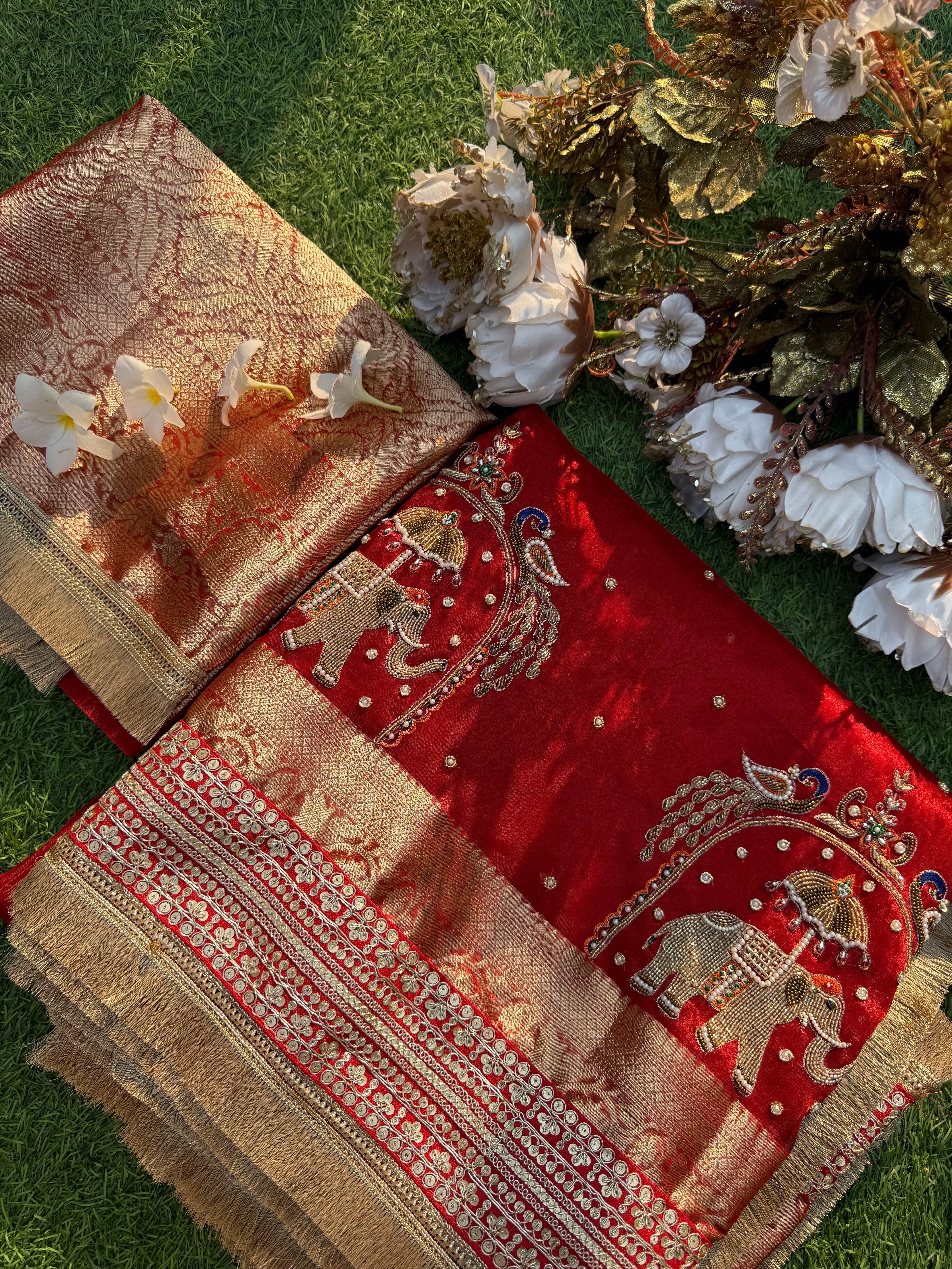 GajRaj - Pure Tissue Silk Saree With Hand Embroidery