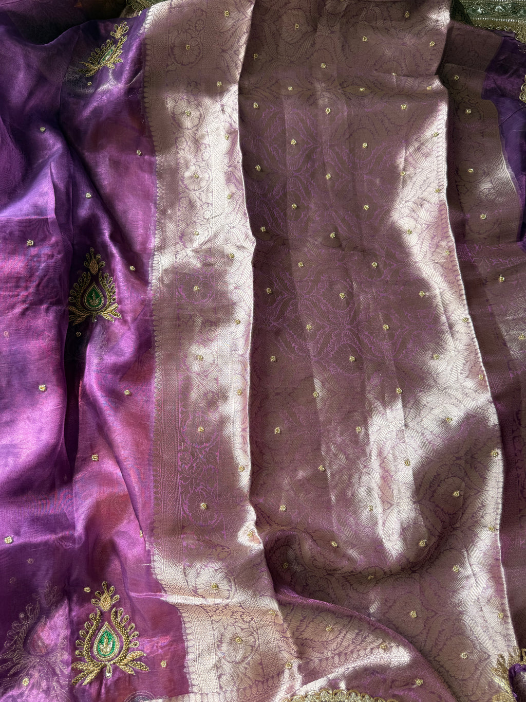 Pure Tissue Silk Saree With Hand Embroidery