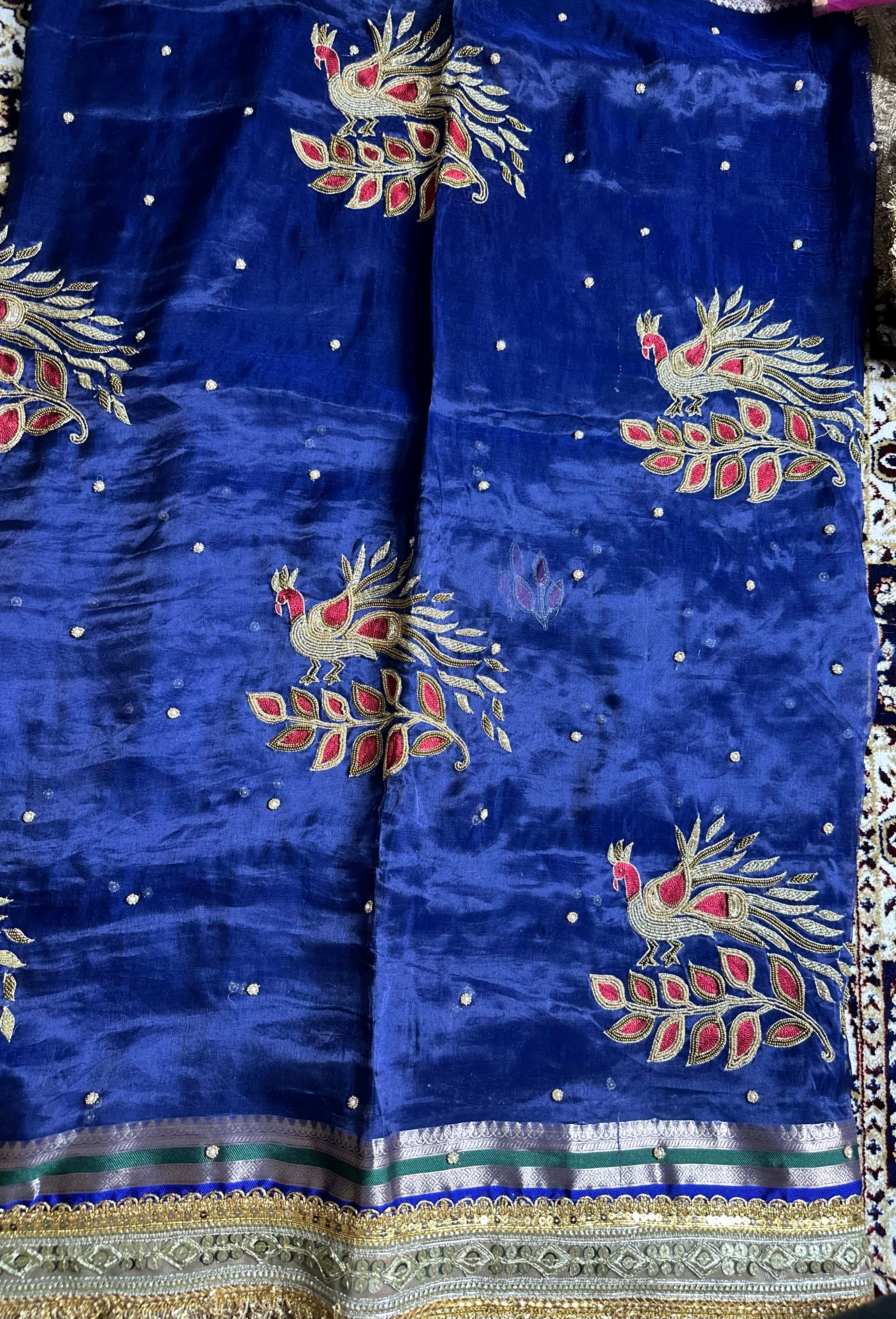 Pure Tissue Silk Saree With Hand Embroidery