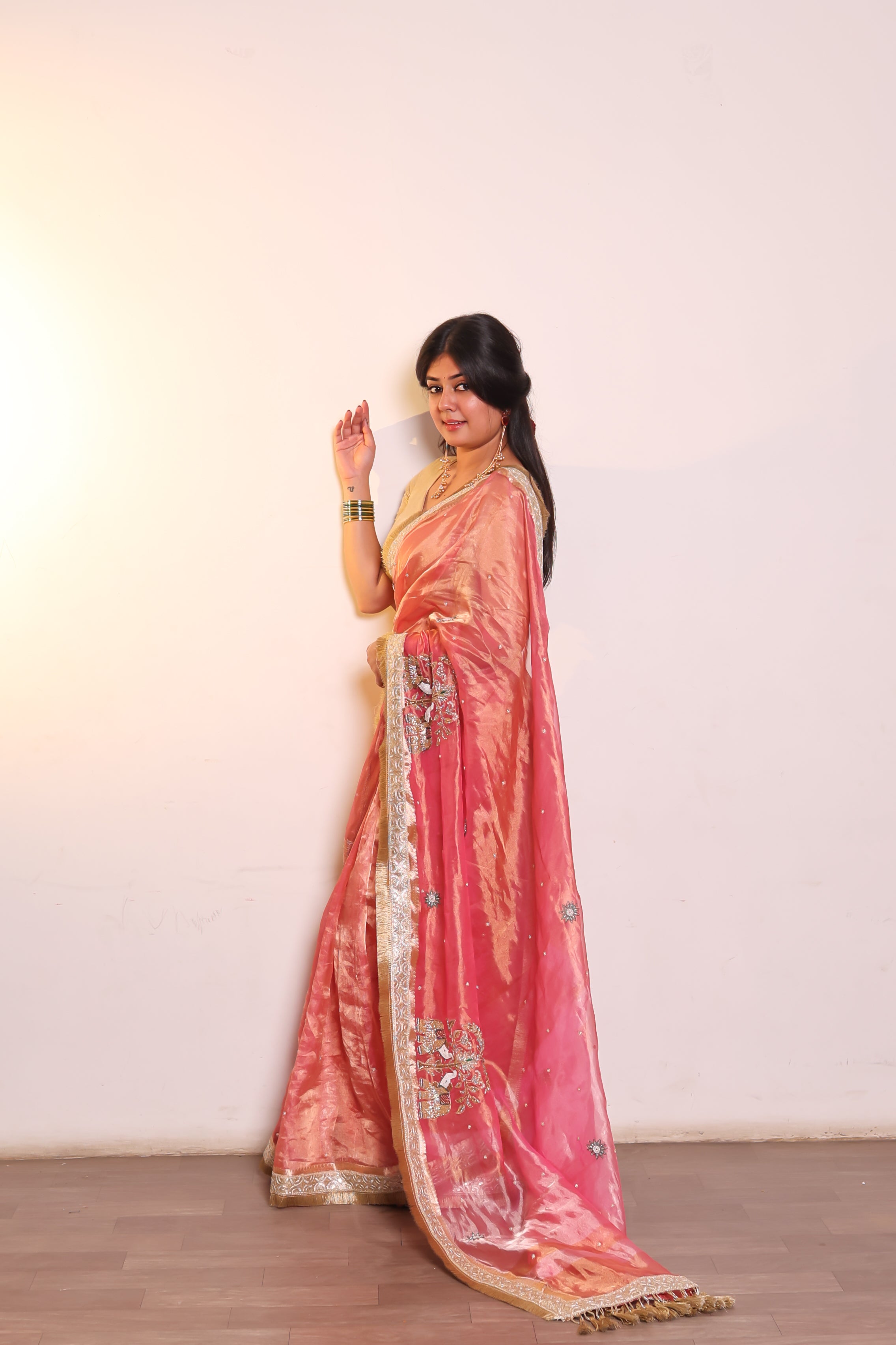 Noorani - Pure Tissue Silk Saree With Hand Embroidery