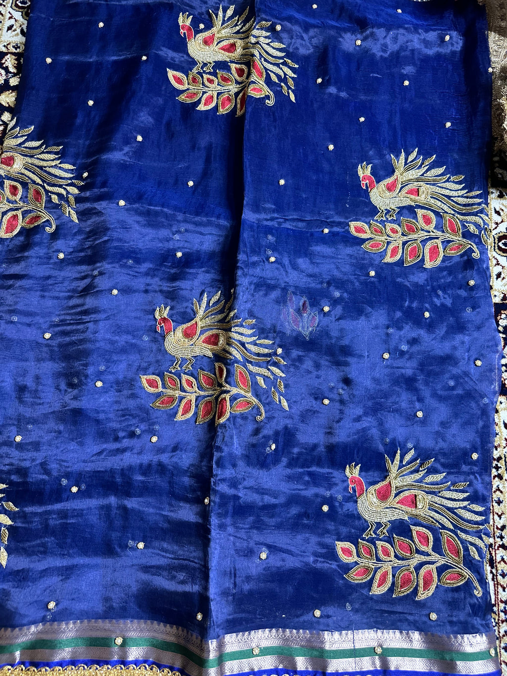 Pure Tissue Silk Saree With Hand Embroidery