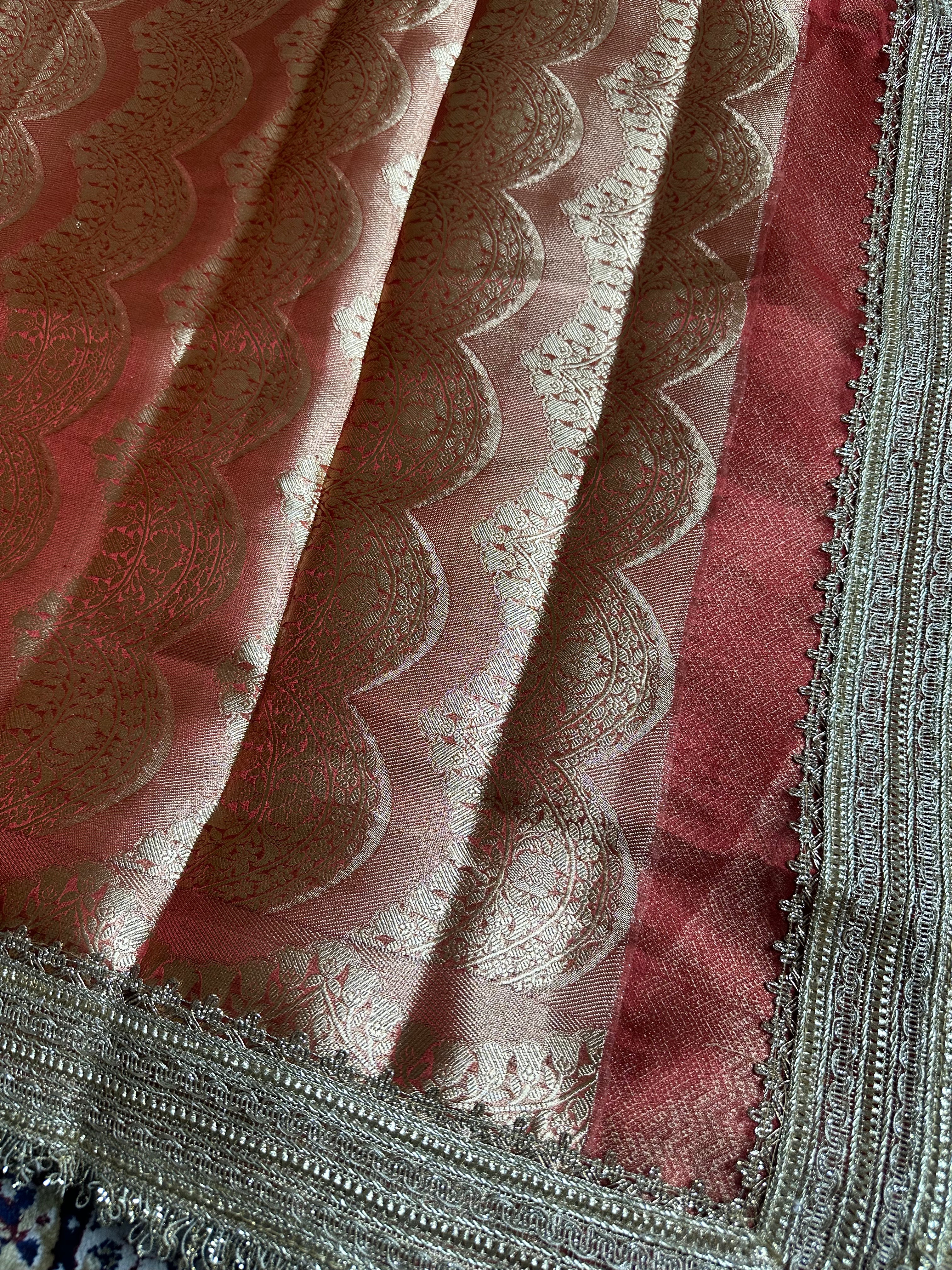 Sindoor-Ratna Gulbahaar - Pure Tissue Silk Saree With Hand Embroidery