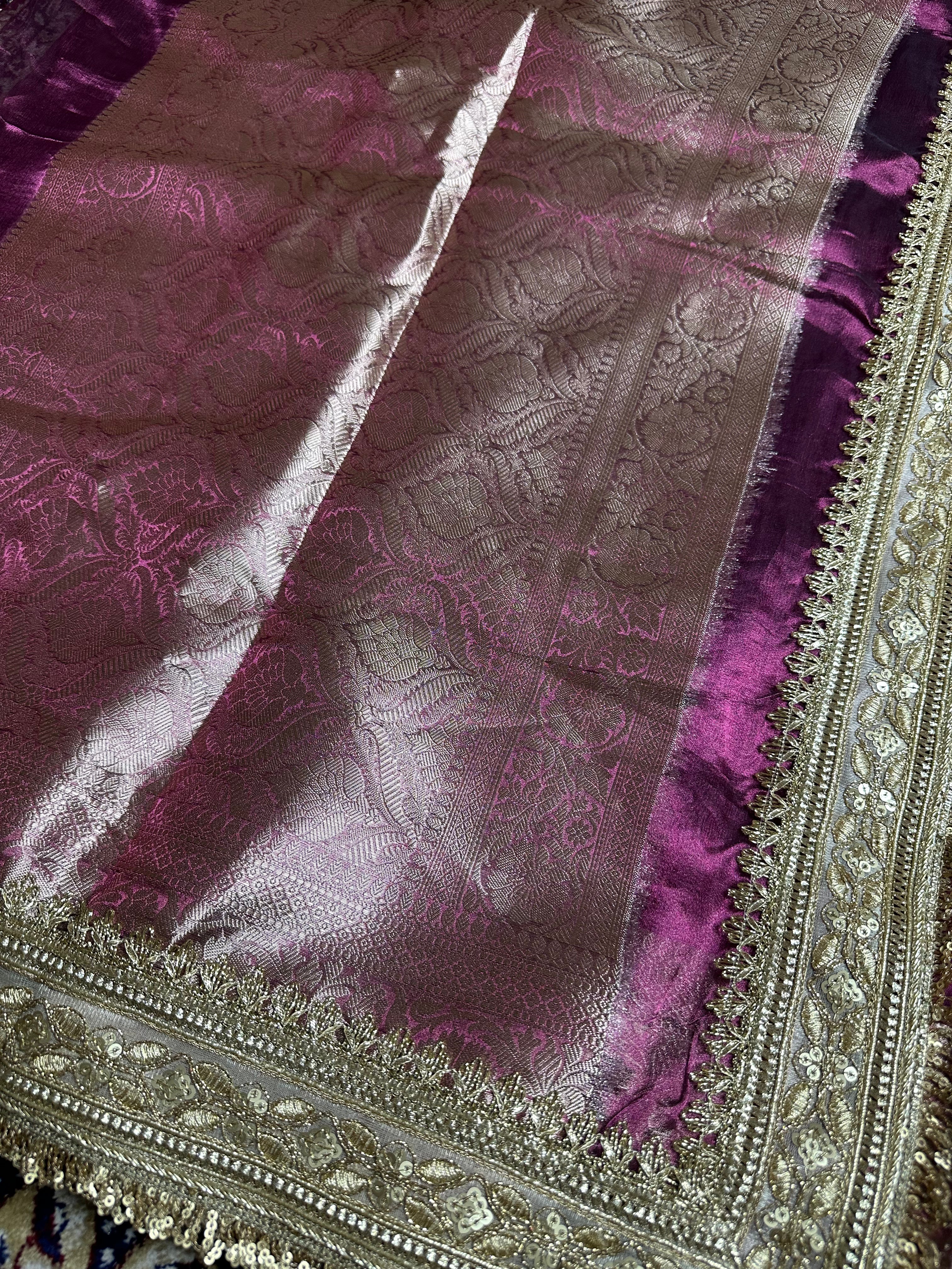 Malka-e-Jamuni Gulbahaar - Pure Tissue Silk Saree With Hand Embroidery