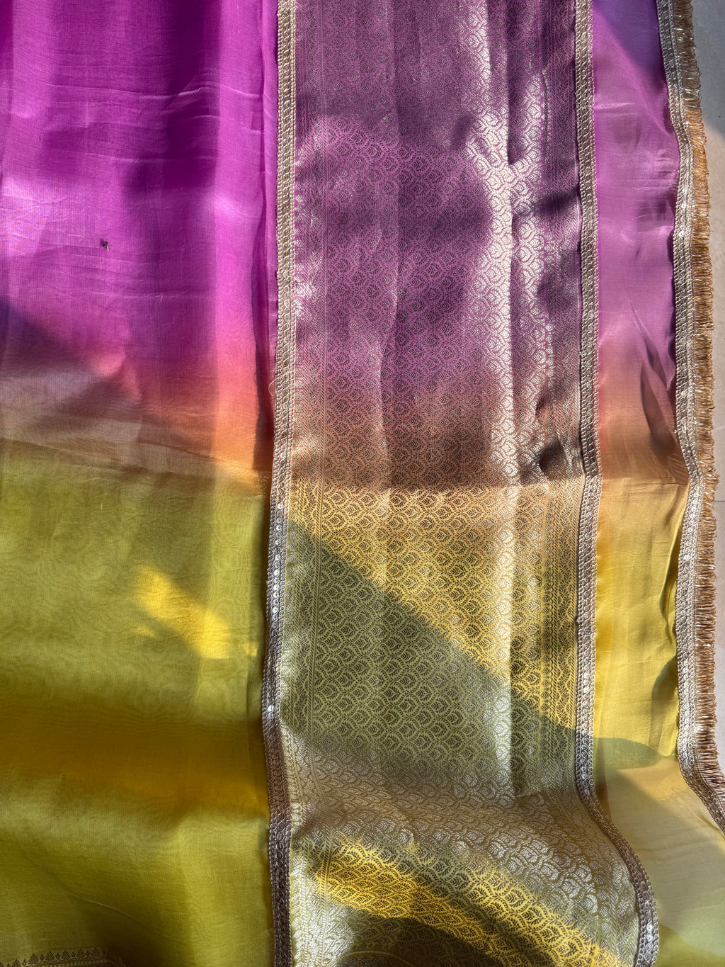 Chaandni — Pure Banarasi Organza Silk Saree in Ombré Shade
