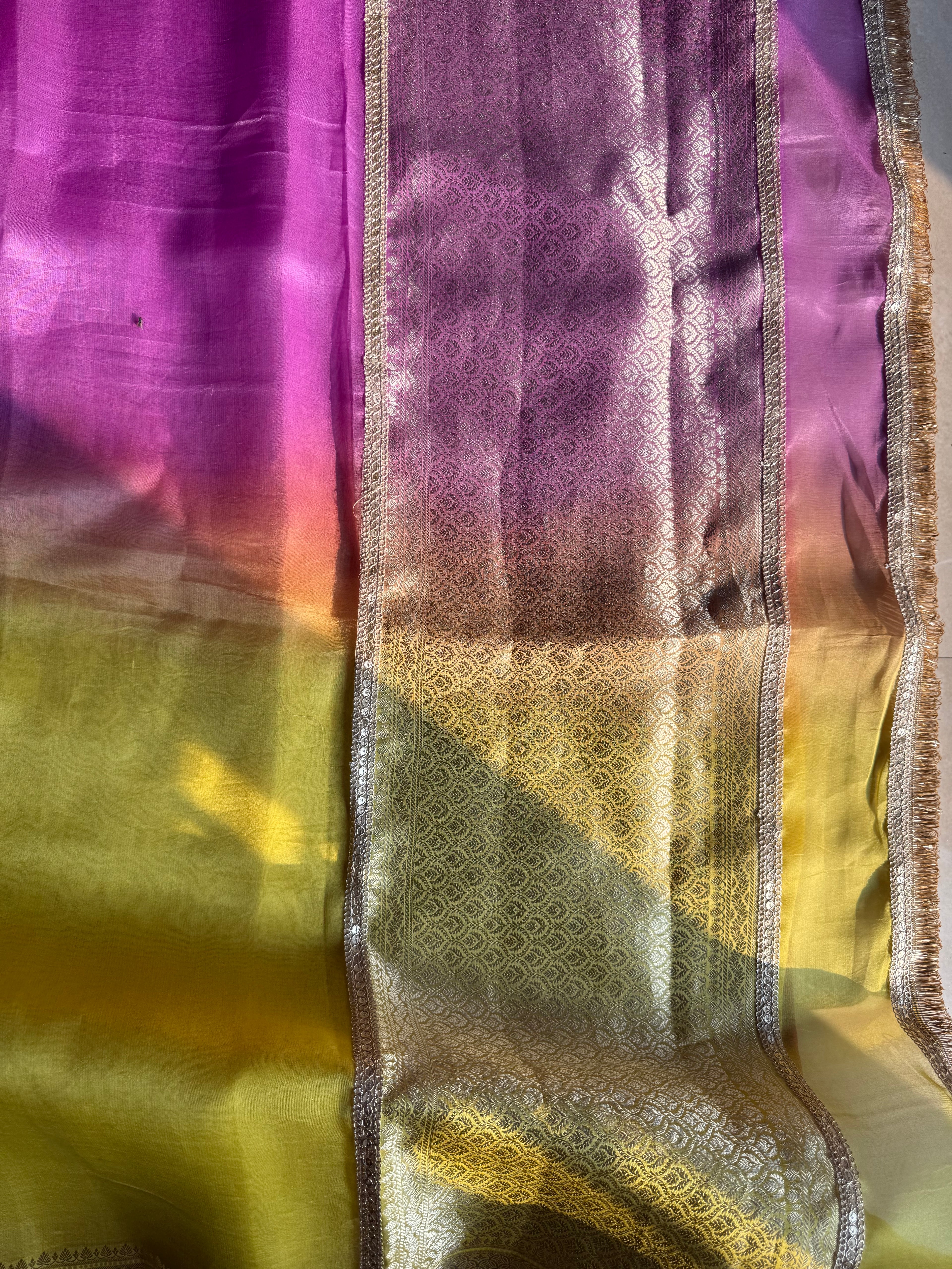 Chaandni — Pure Banarasi Organza Silk Saree in Ombré Shade