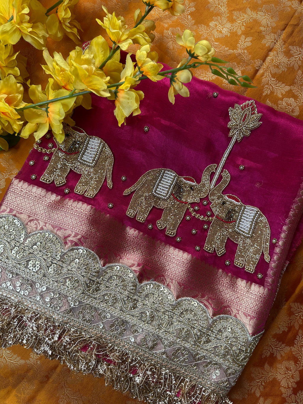 Mohini Ki Baithak - Pure Tissue Silk Saree With Hand Embroidery