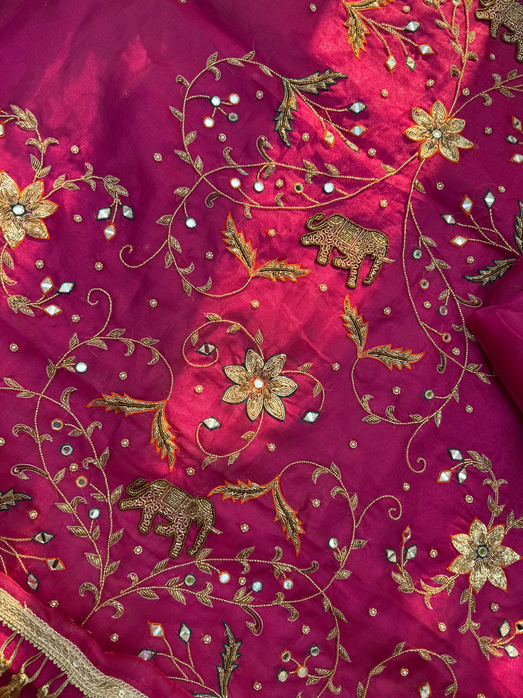 Gulabi Qissa - Pure Tissue Silk Saree With Hand Embroidery